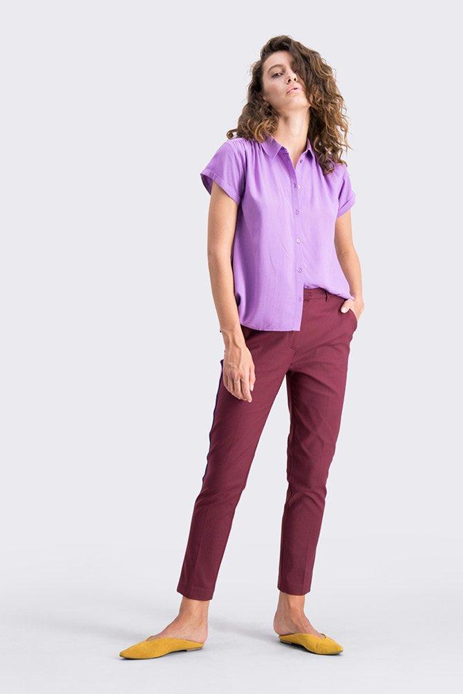 CKS Dames - MARSHAT - pantalon &agrave; la cheville - rouge fonc&eacute;