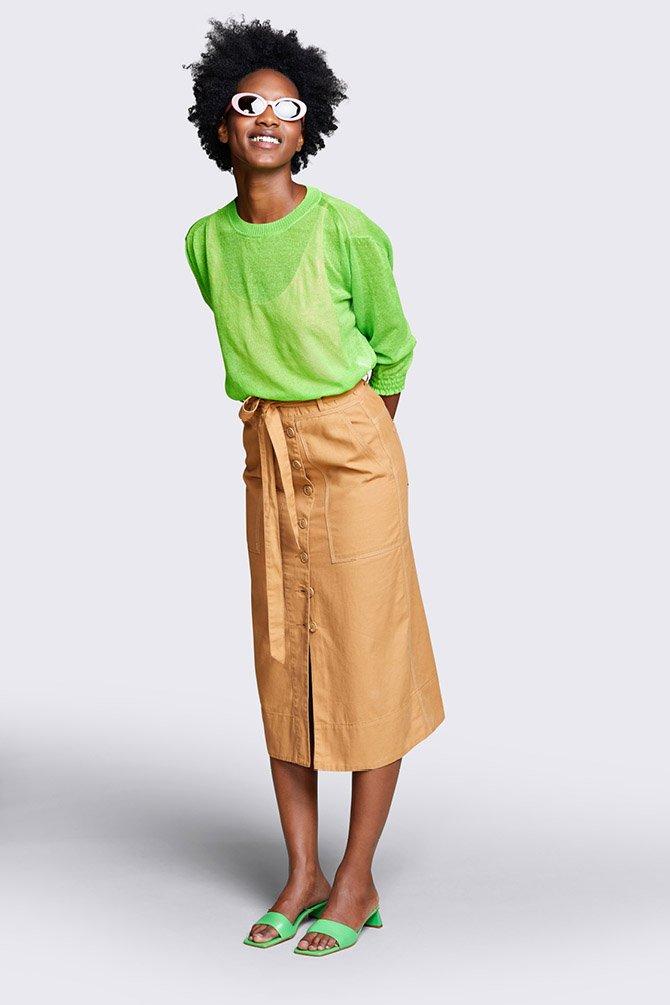 CKS Dames - PERLA - long skirt - brown