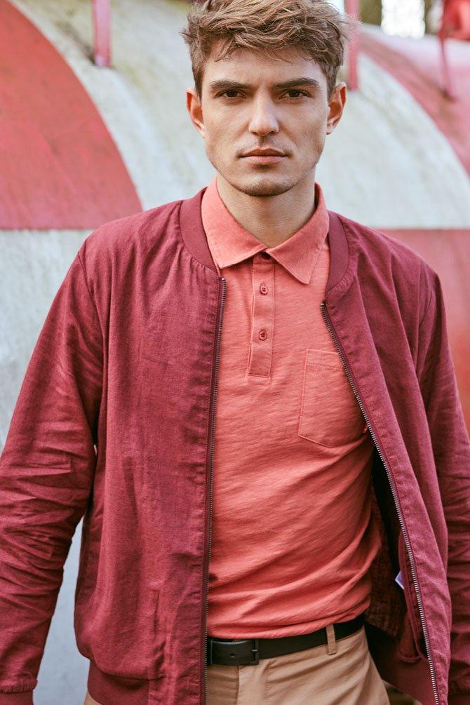 CKS heren - NANTAMA - korte casual jas - donkerrood