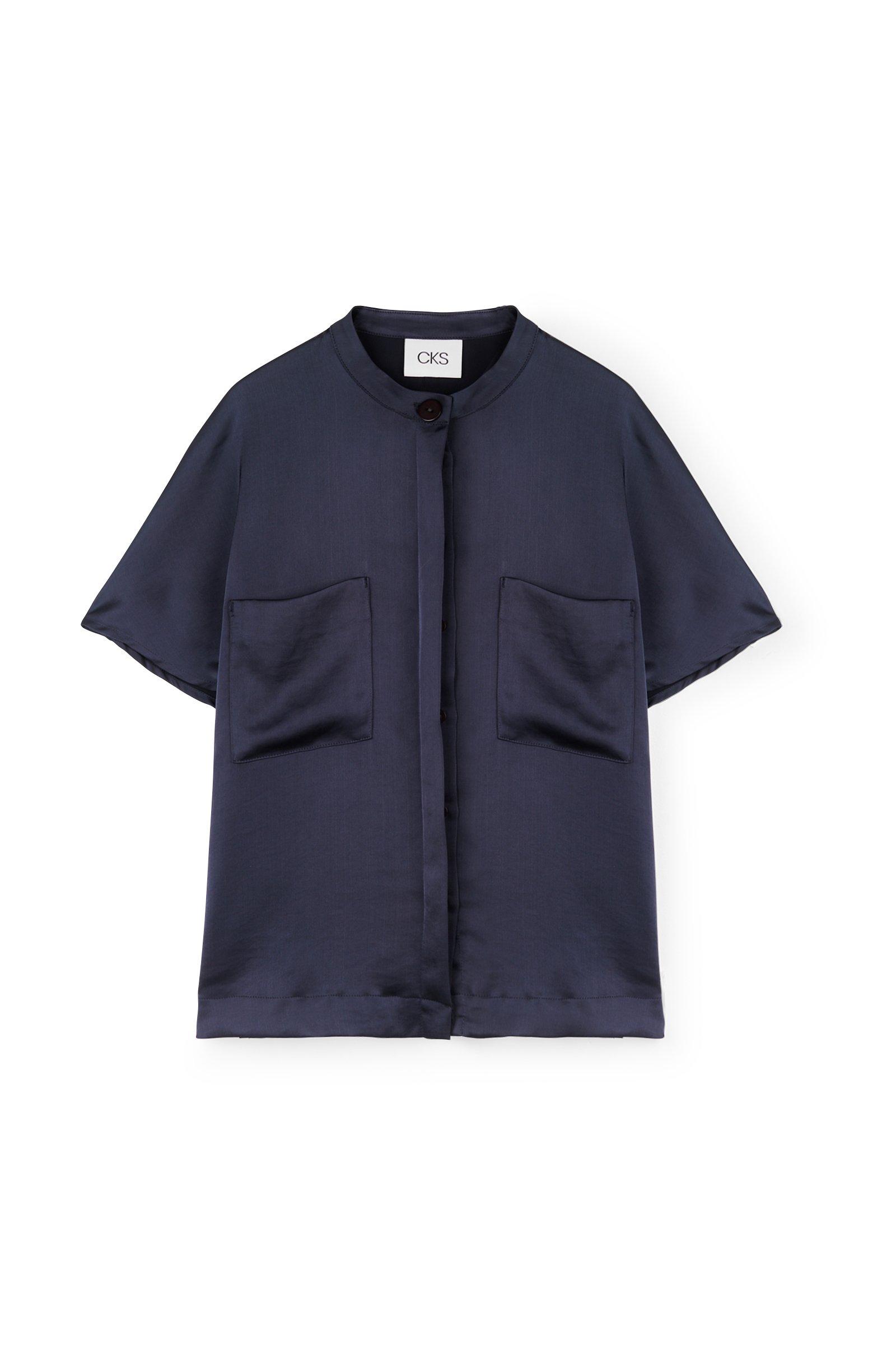 CKS Dames - WOLFIE - Bluse Kurze Ärmel - Dunkelblau