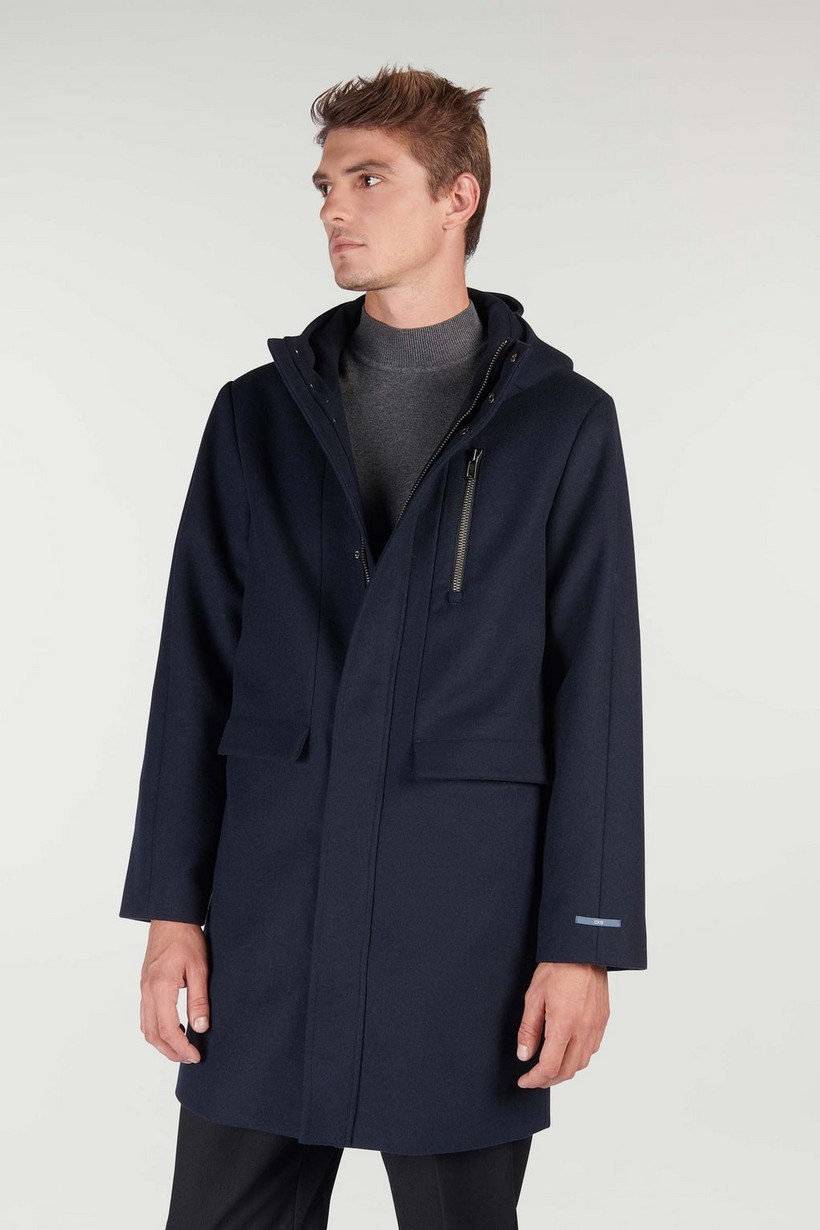 CKS hommes - OAK - manteau en laine - bleu foncé