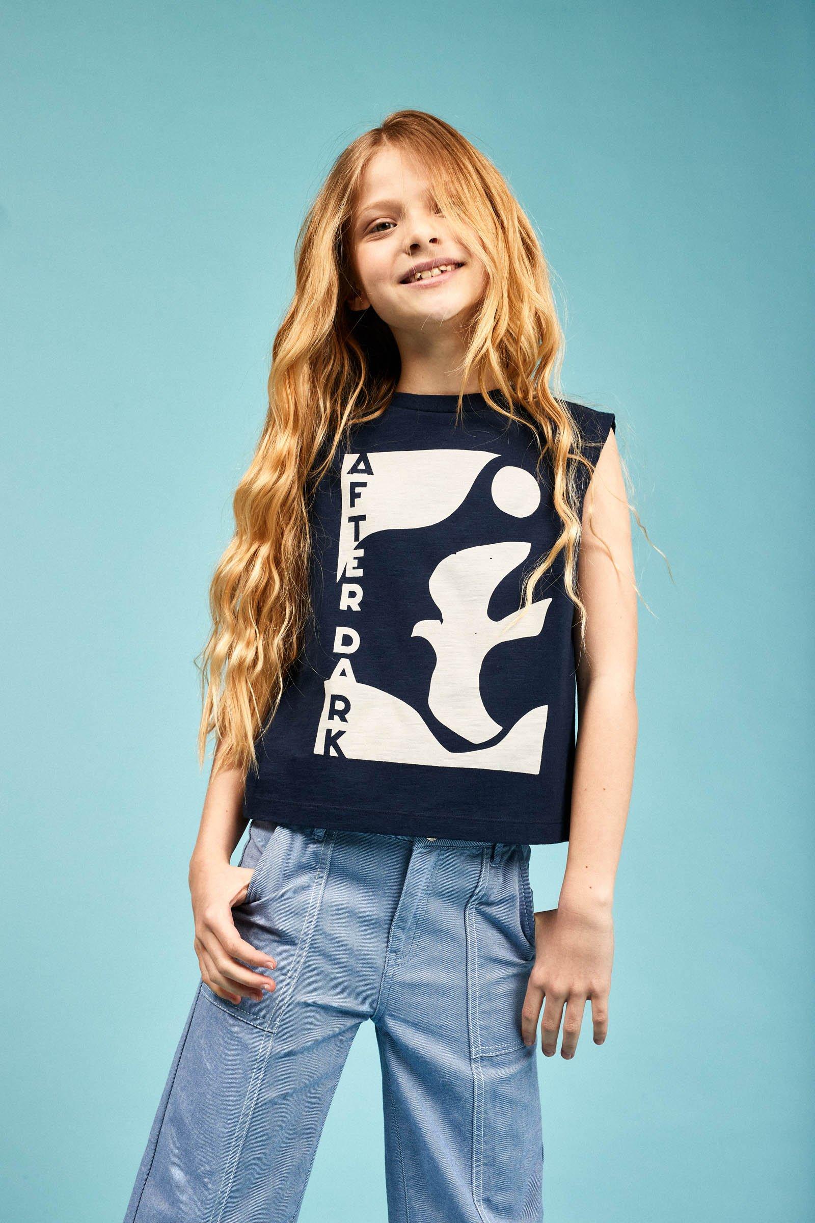 CKS Kids - WILDER - mouwloze top - donkerblauw