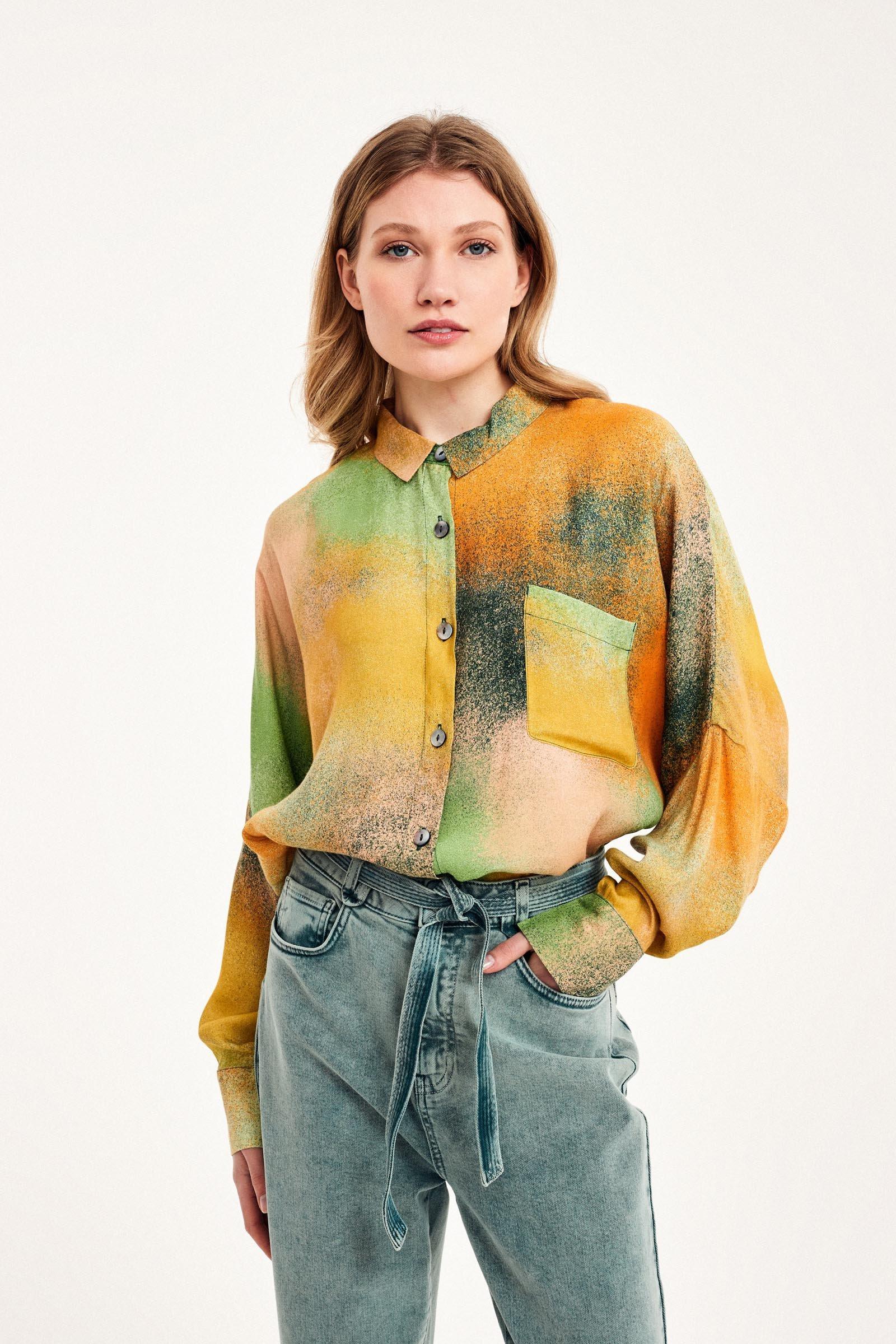 CKS Dames - WAZNA - blouse korte mouwen - lichtoranje