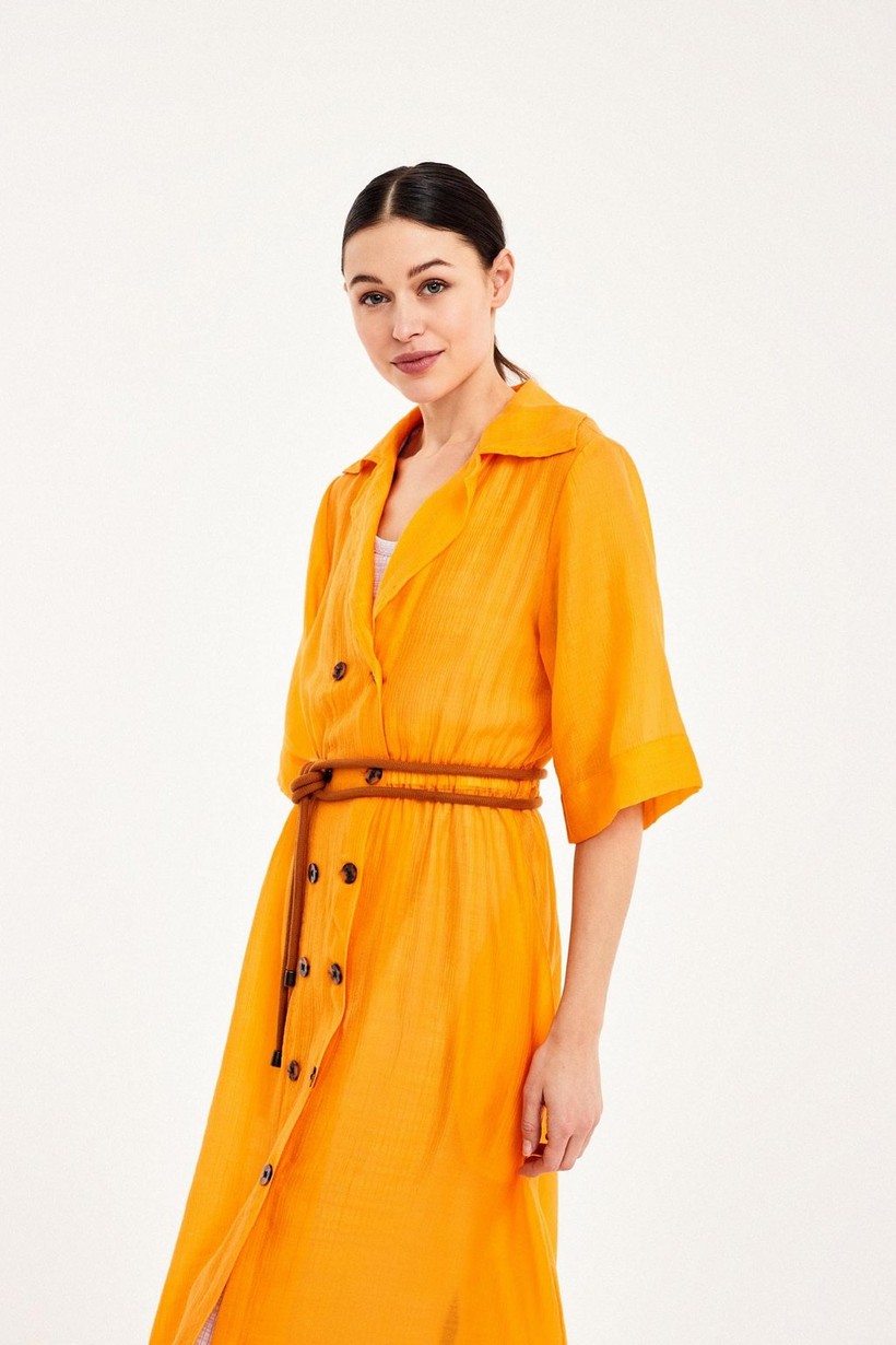 CKS Dames - FABER - lange jurk - intens oranje