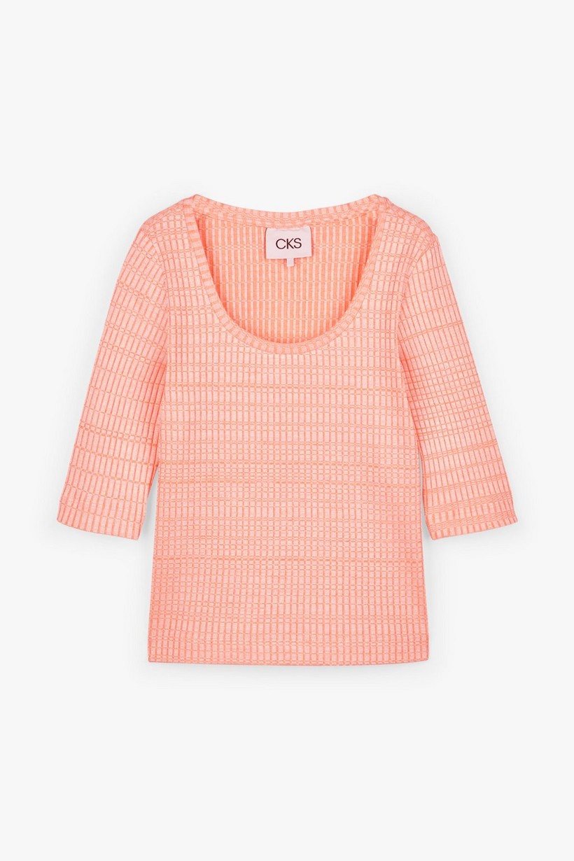 CKS Dames - SAVI - t-shirt met driekwart mouwen - intens oranje