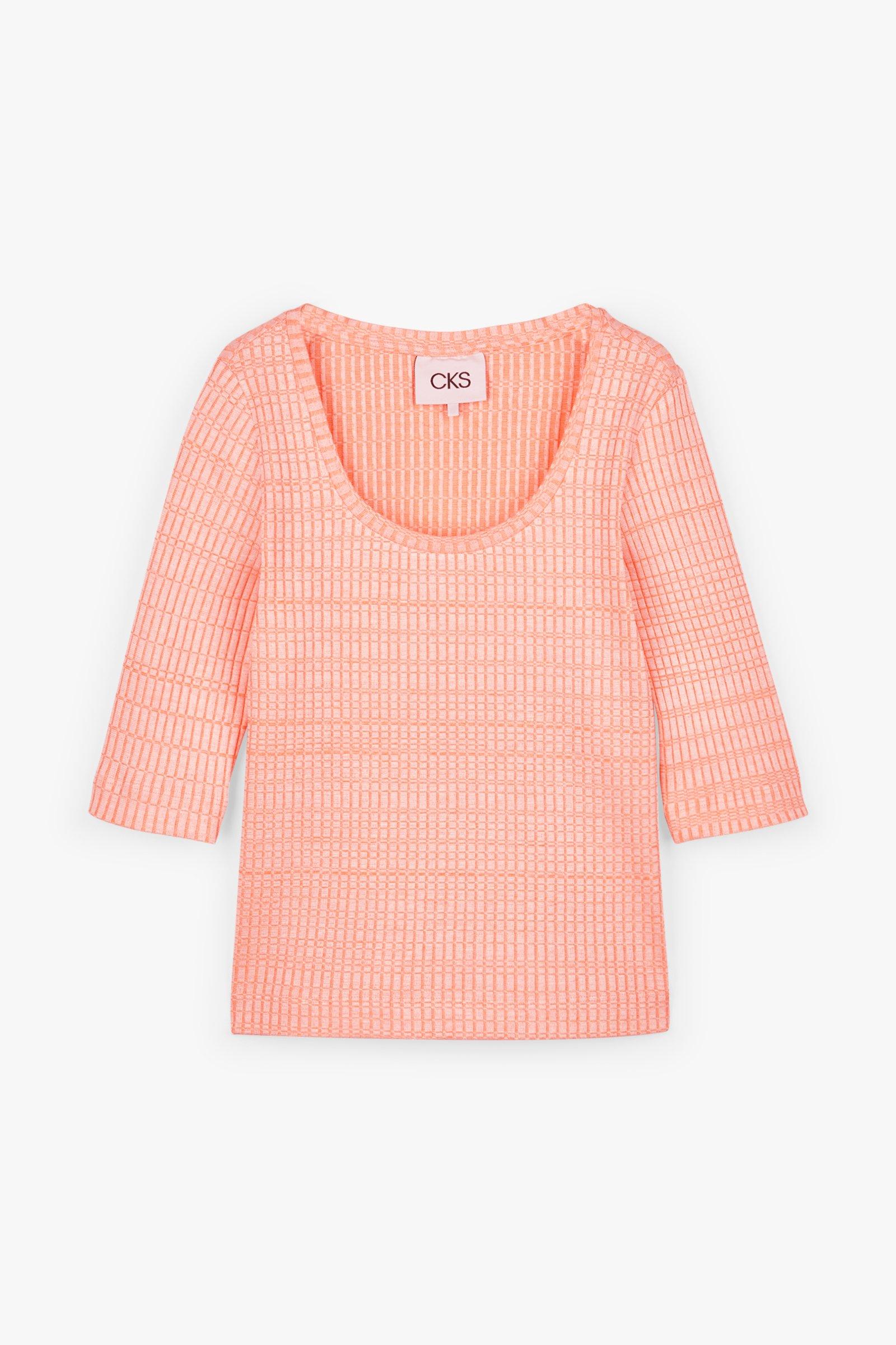 CKS Dames - SAVI - T-Shirt Mit Dreiviertel-Ärmeln - Hellorange