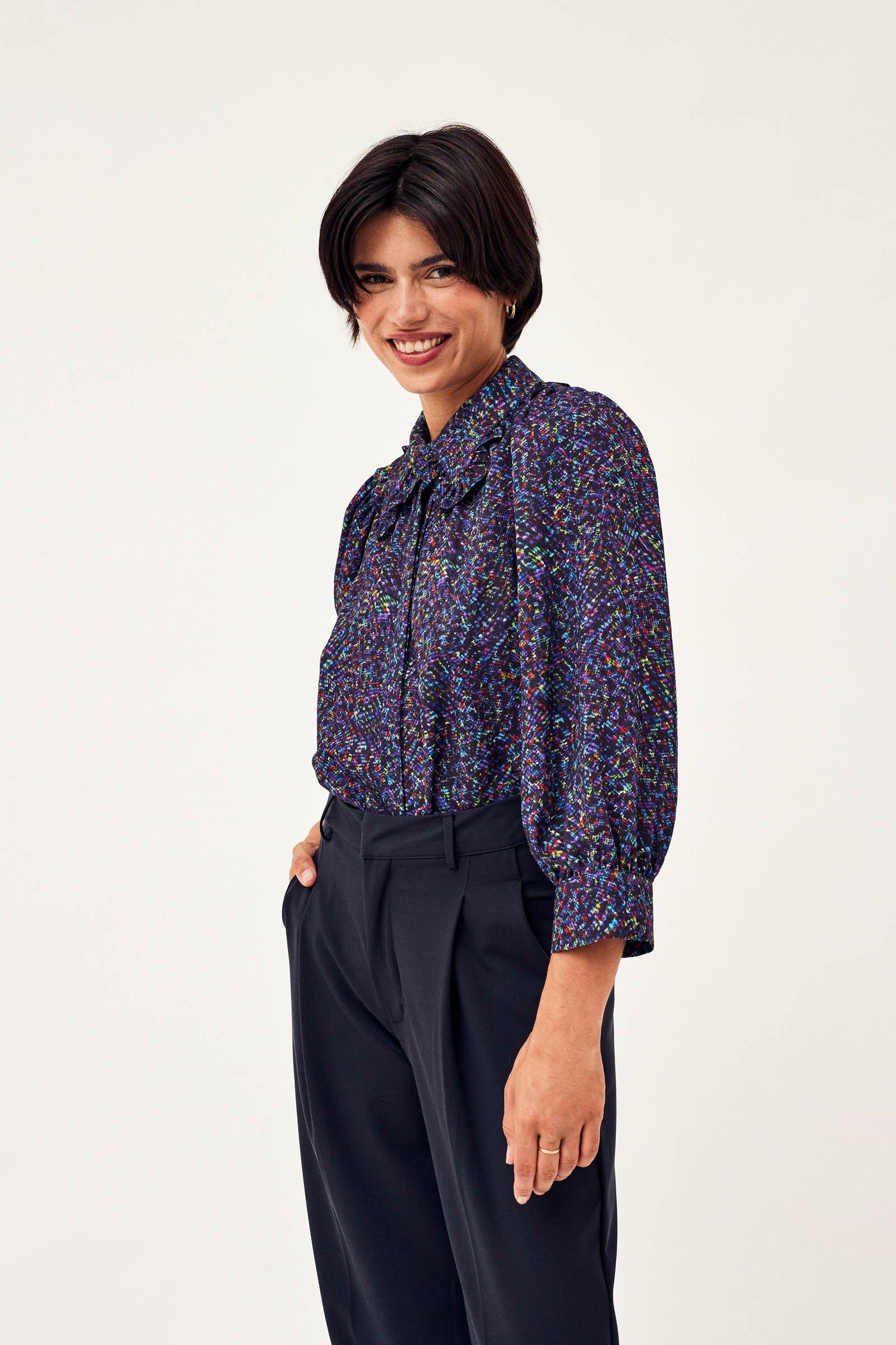 CKS Dames - ROSALINA - blouse korte mouwen - donkerblauw