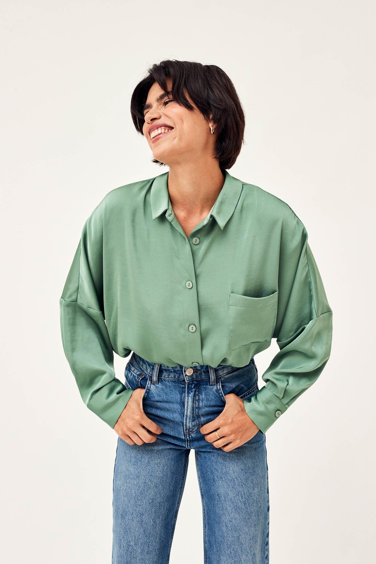 CKS Dames - WAZNA - blouse korte mouwen - khaki