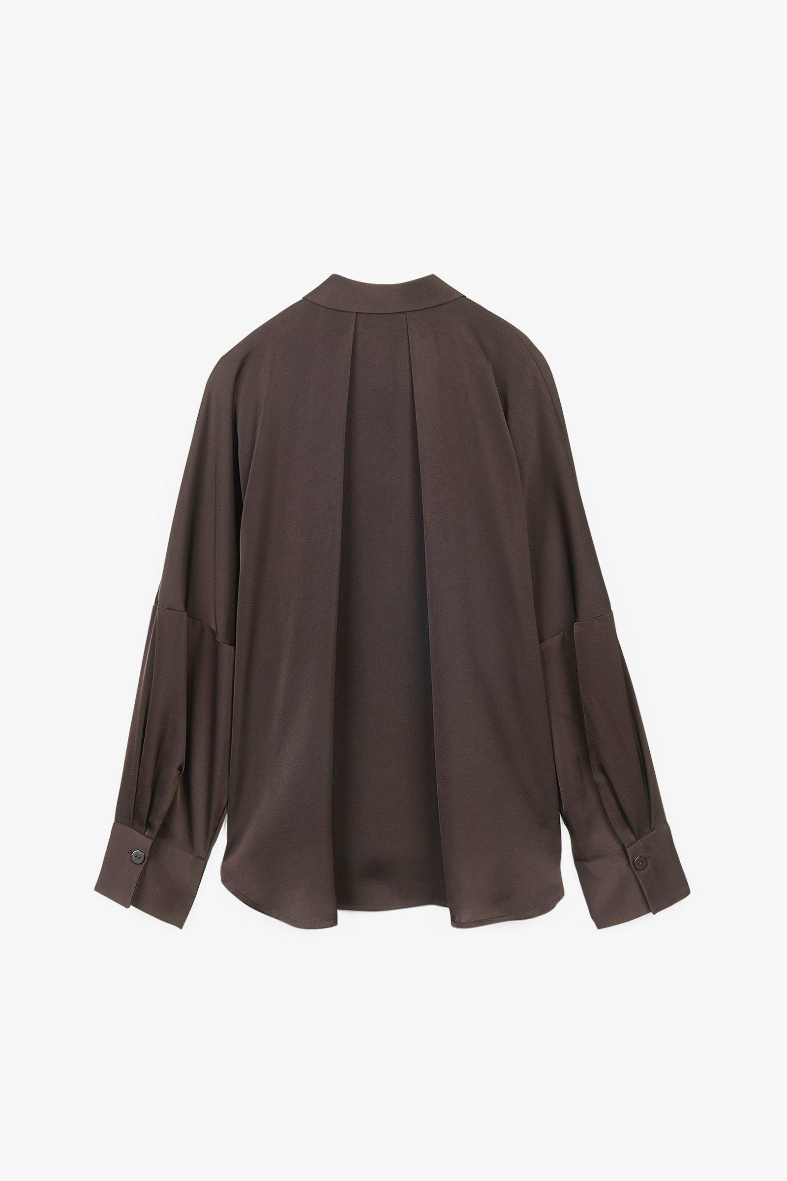 CKS Dames - WAZNA - blouse korte mouwen - donkerbruin