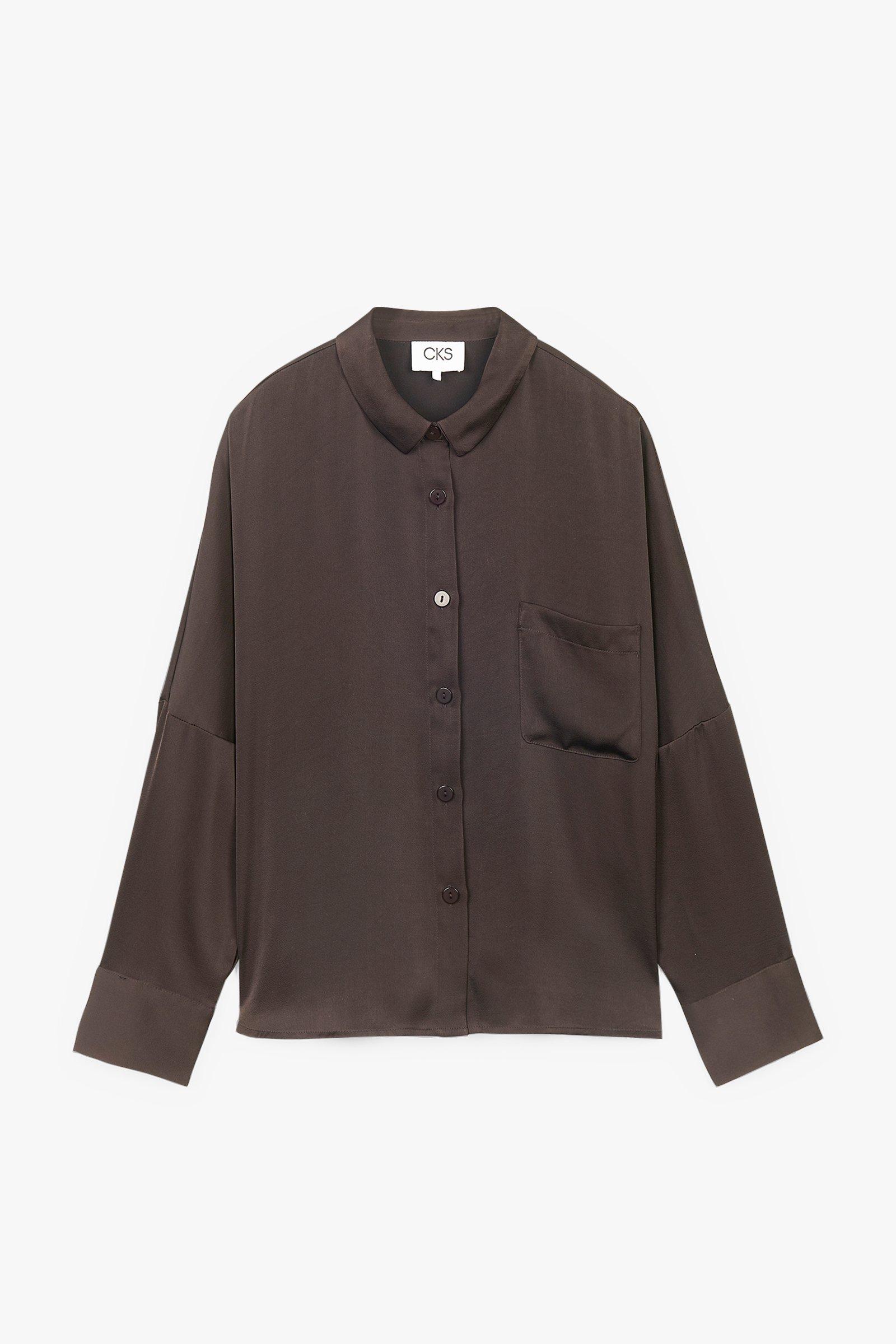 CKS Dames - WAZNA - Bluse Kurze Ärmel - Dunkelbraun