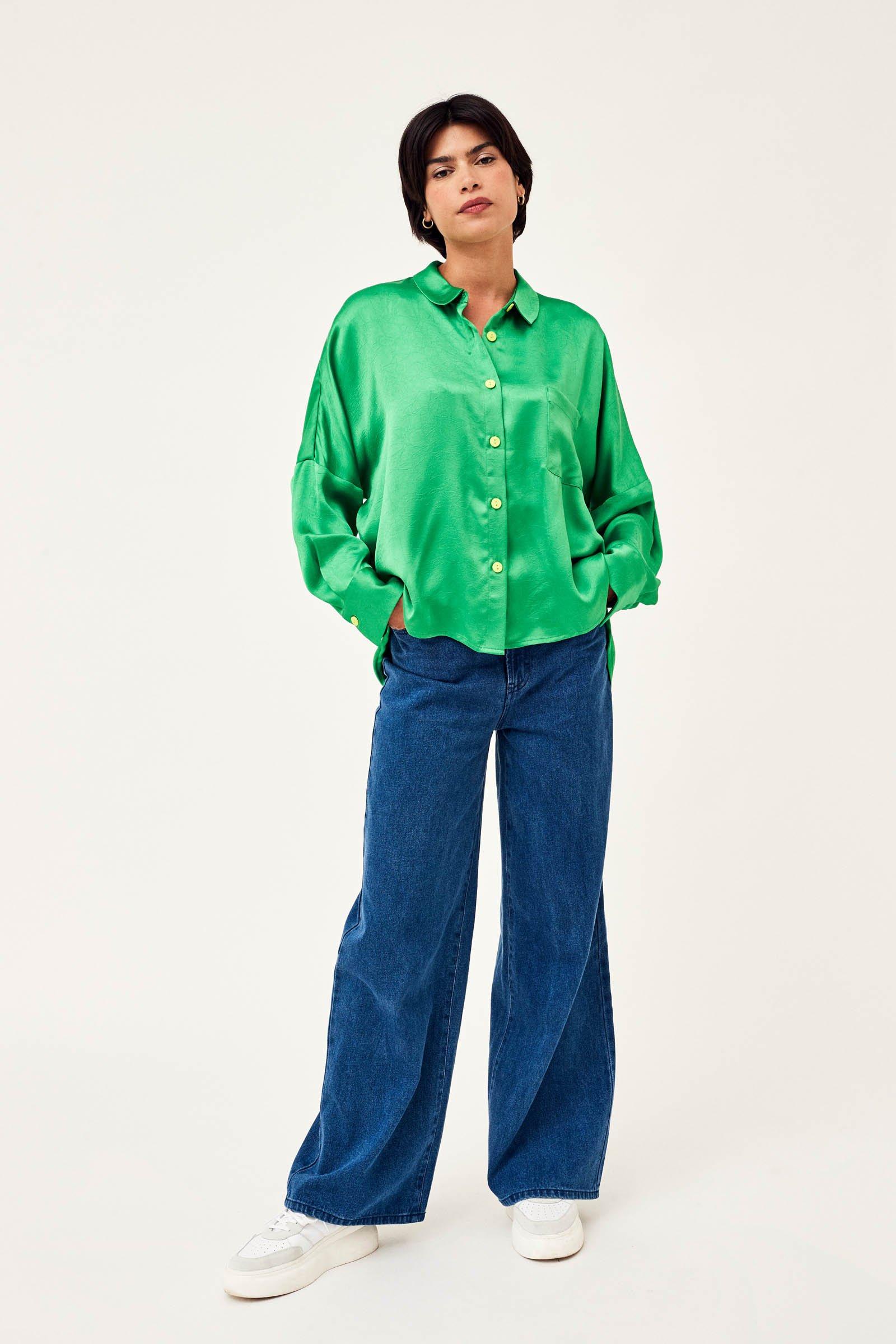 CKS Dames - WAZNA - blouse korte mouwen - felgroen