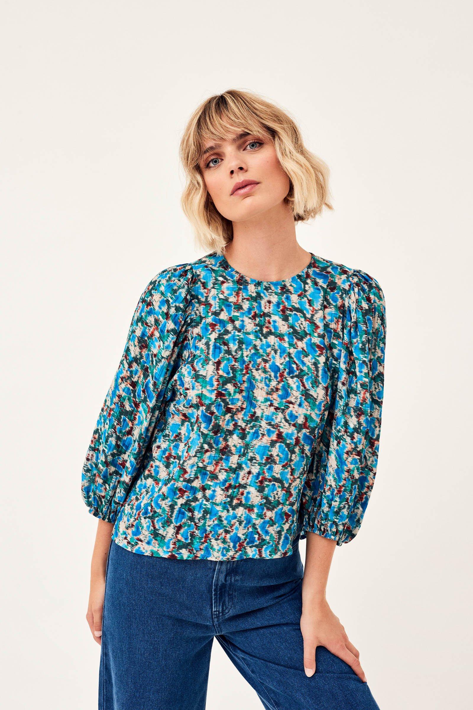 CKS Dames - WULAN - Bluse Kurze Ärmel - Blau