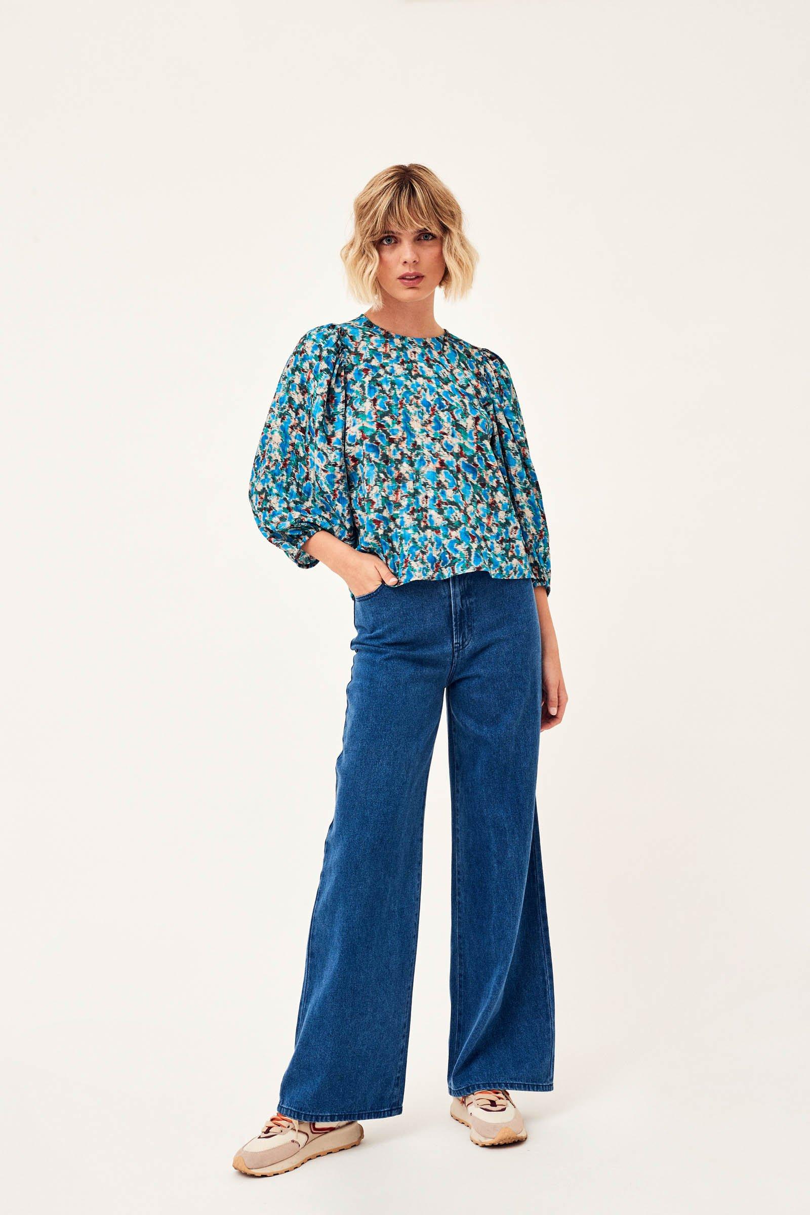 CKS Dames - WULAN - Bluse Kurze Ärmel - Blau