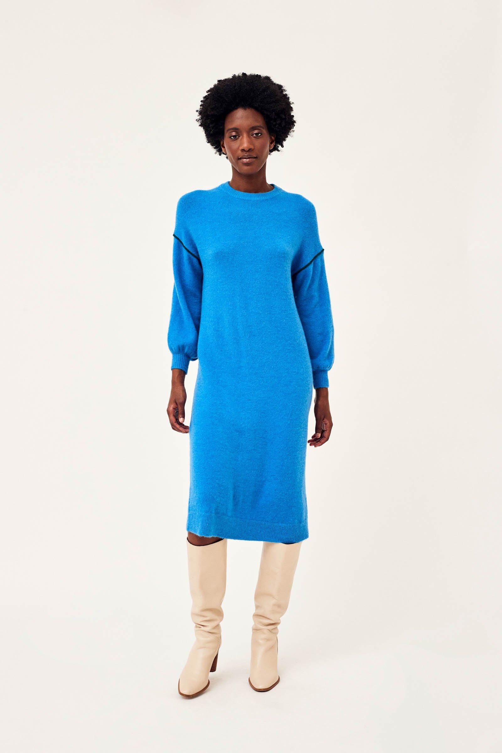 CKS Dames - PRELONG - robe midi - bleu