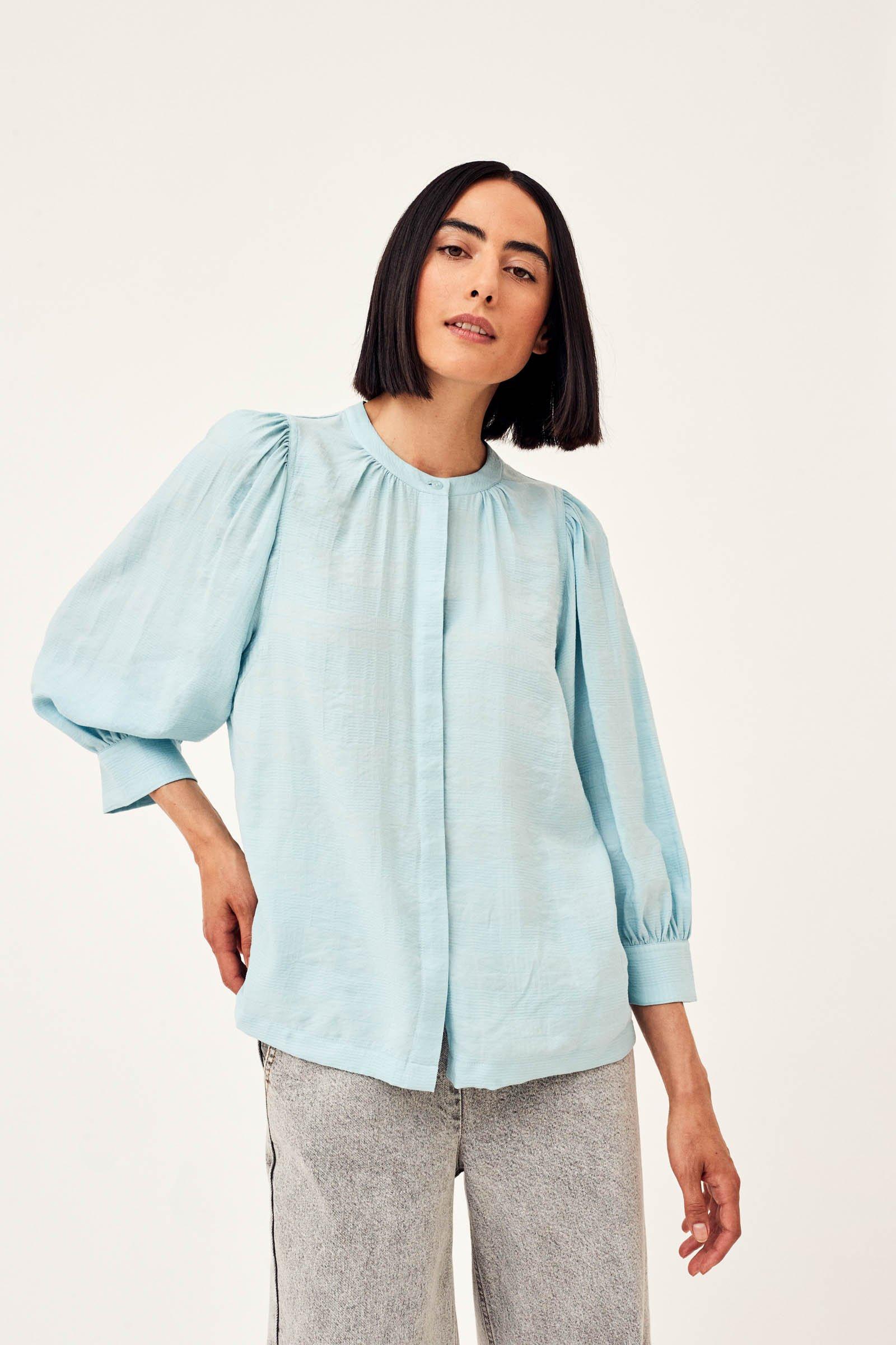 CKS Dames - WAVY - blouse korte mouwen - blauw