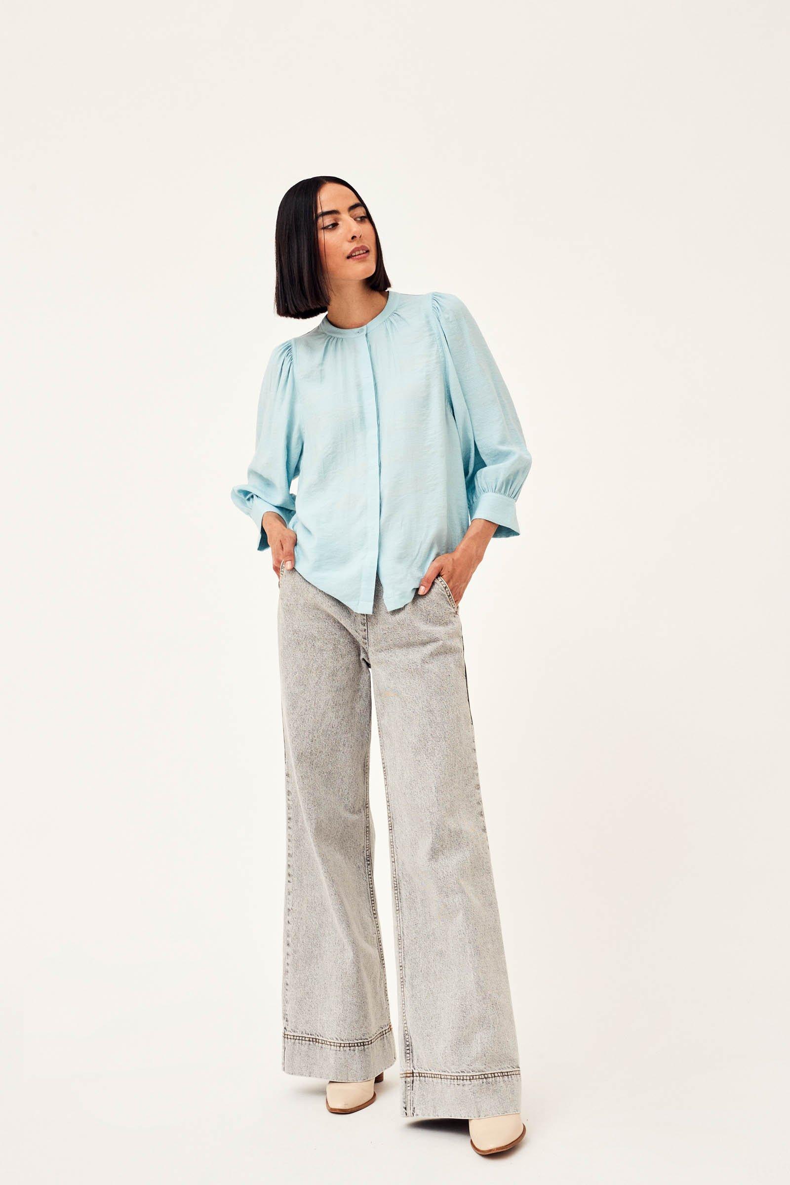 CKS Dames - WAVY - blouse korte mouwen - blauw