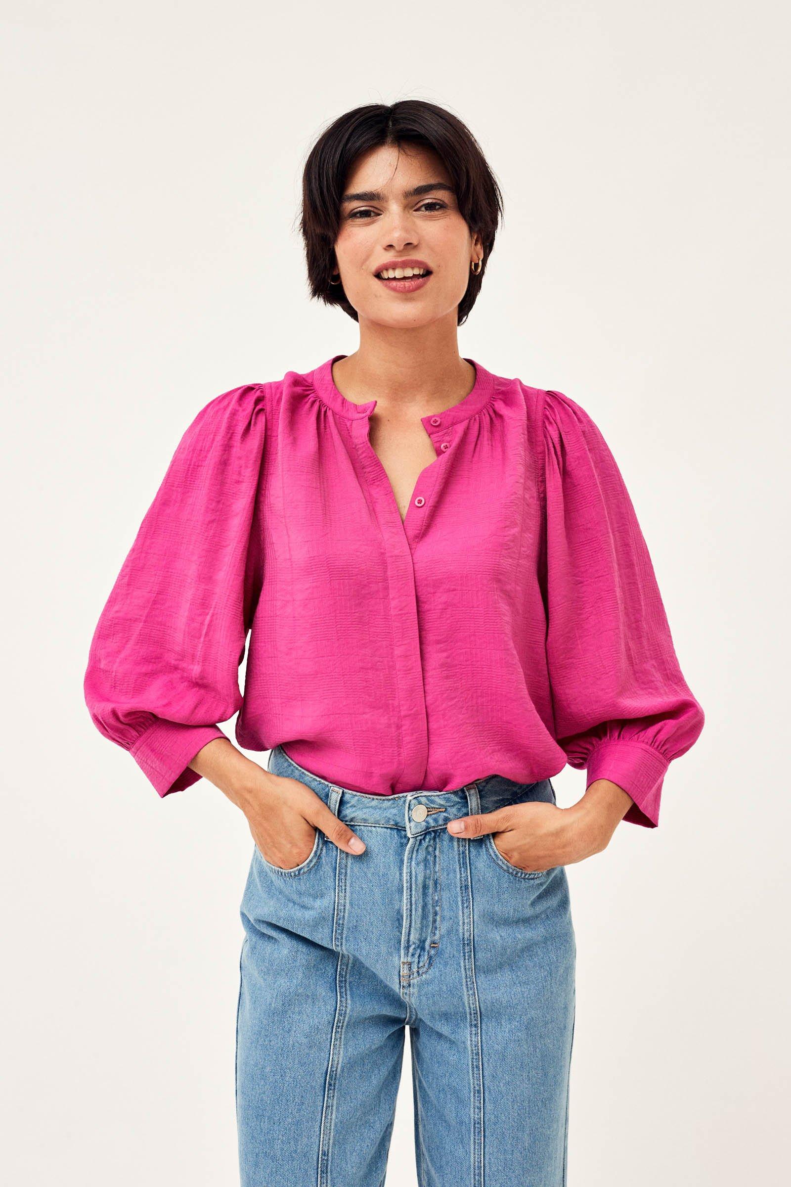 CKS Dames - WAVY - blouse short sleeves - bright pink