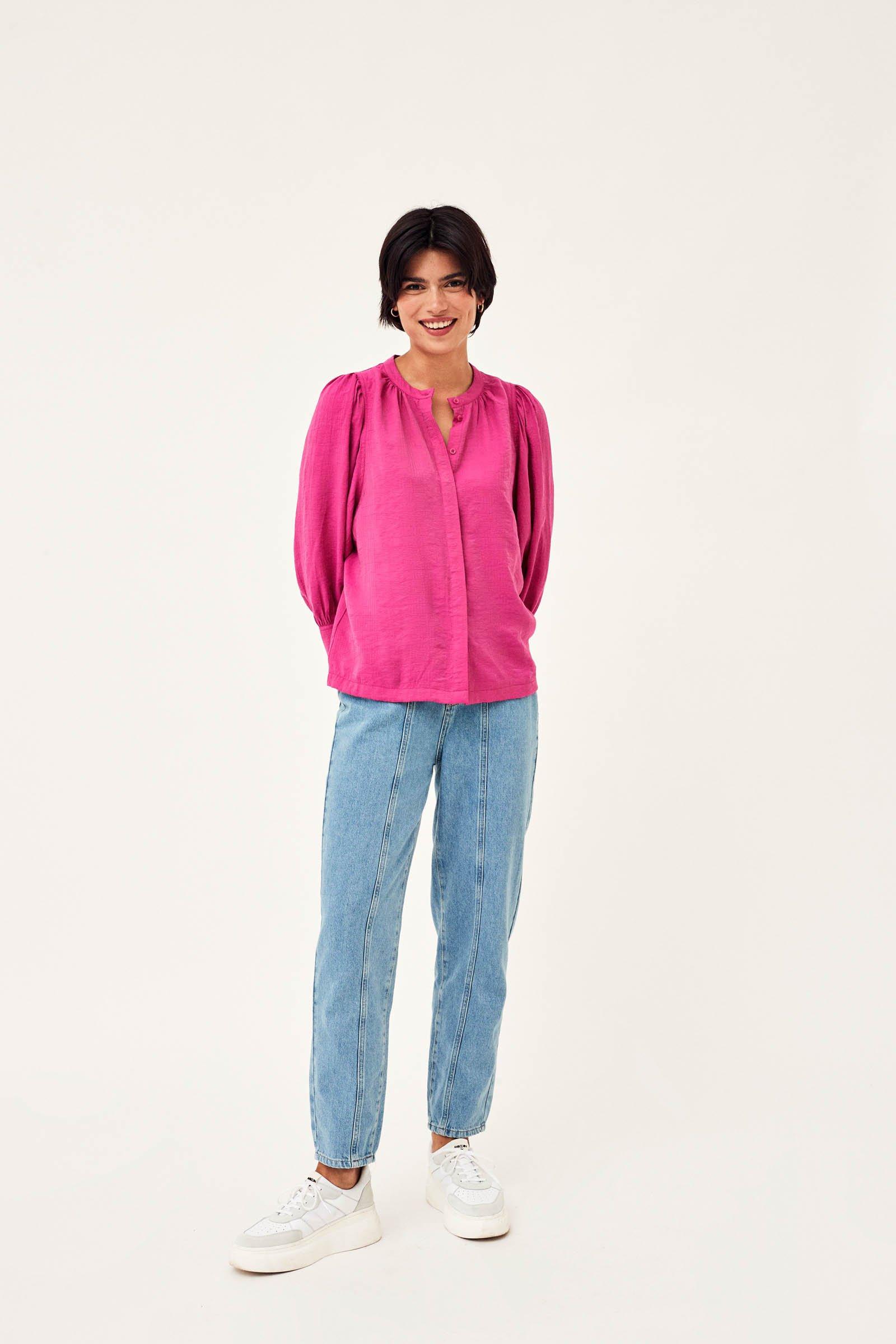 CKS Dames - WAVY - blouse short sleeves - bright pink