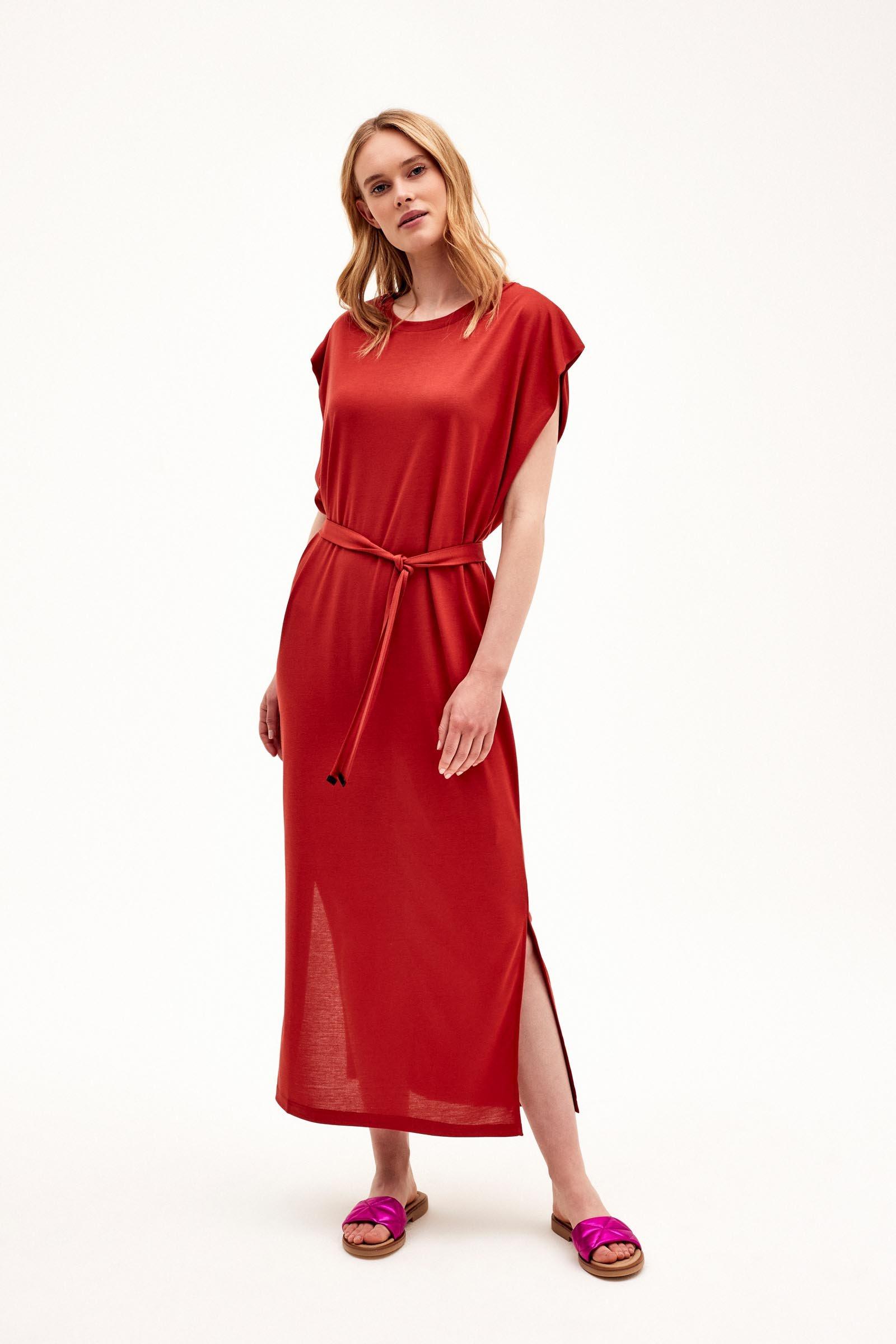 CKS Dames - LINDRESS - Midi-Kleid - Dunkelrot