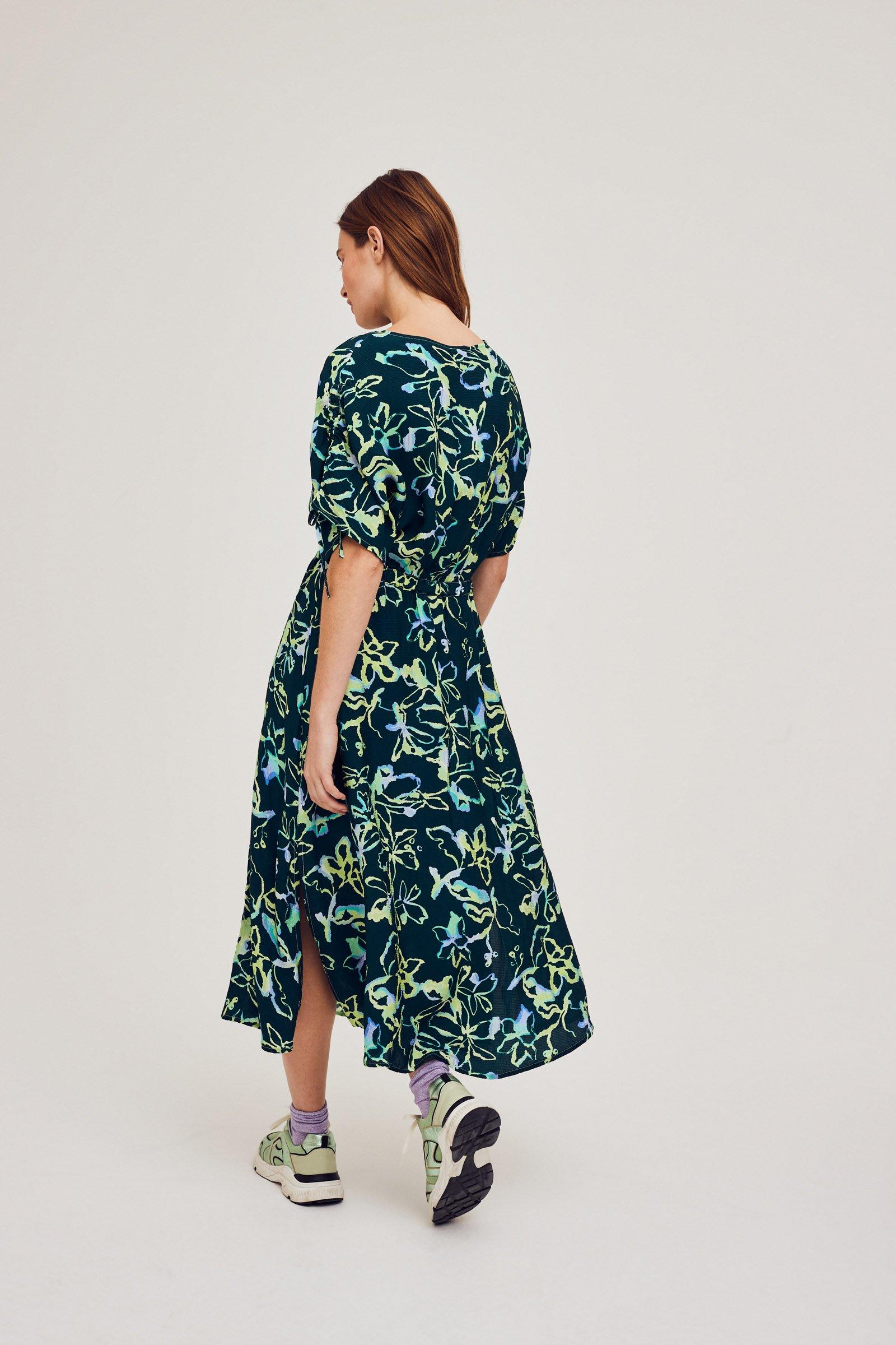 CKS Dames - KINDIGOL - Midi-Kleid - Dunkelgrün