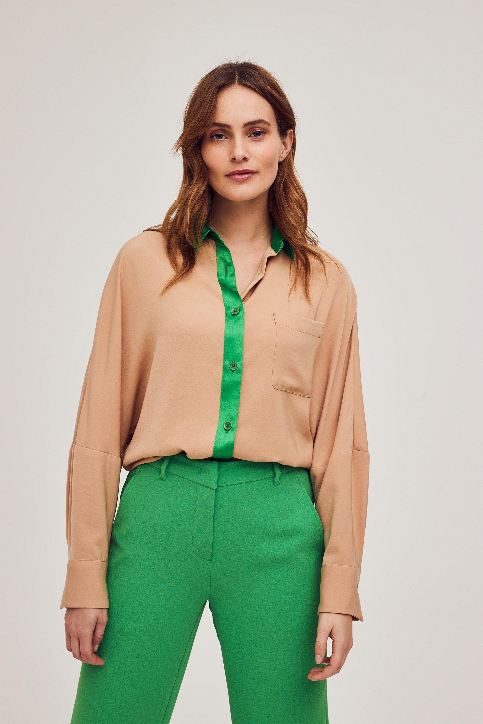 CKS Dames - WAZNA - blouse korte mouwen - lichtbruin