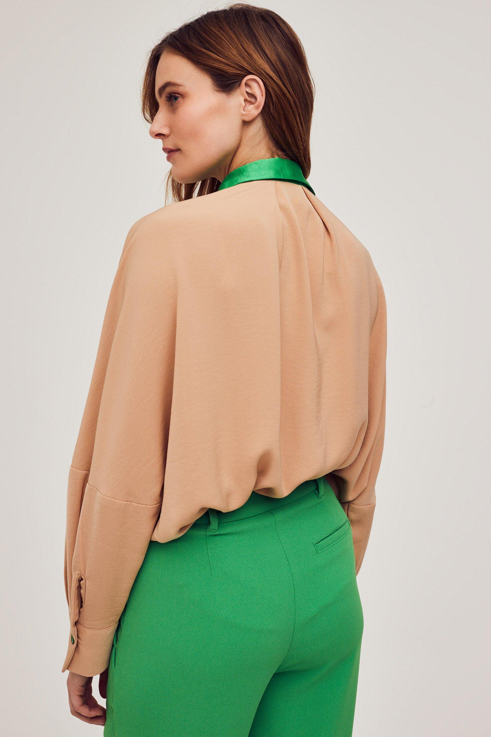 CKS Dames - WAZNA - blouse korte mouwen - lichtbruin