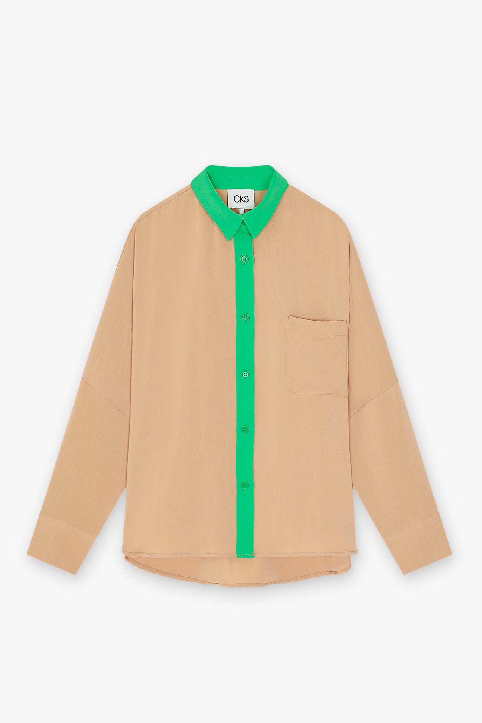 CKS Dames - WAZNA - blouse korte mouwen - lichtbruin