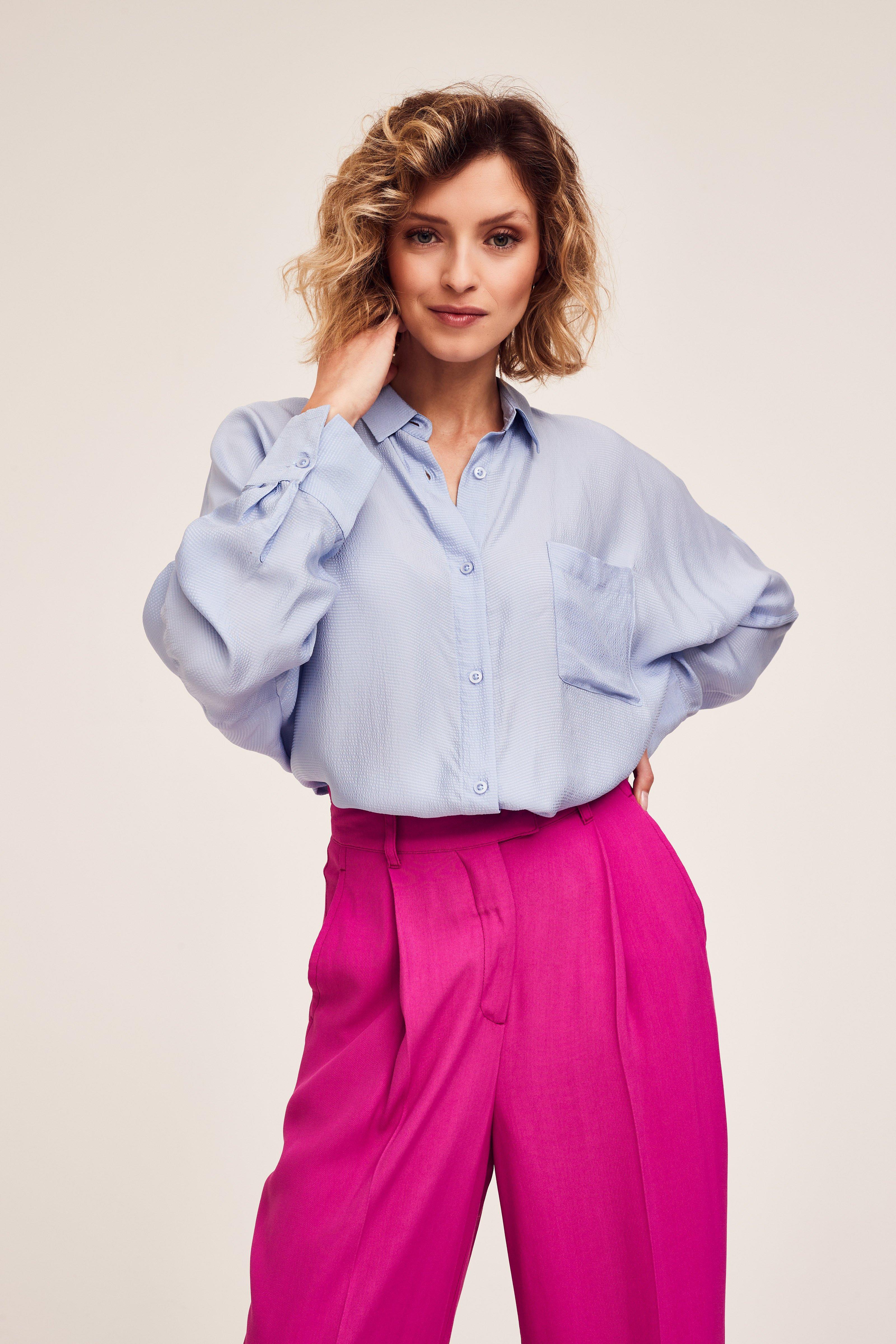 CKS Dames - WAZNA - Bluse Kurze Ärmel - Hellblau
