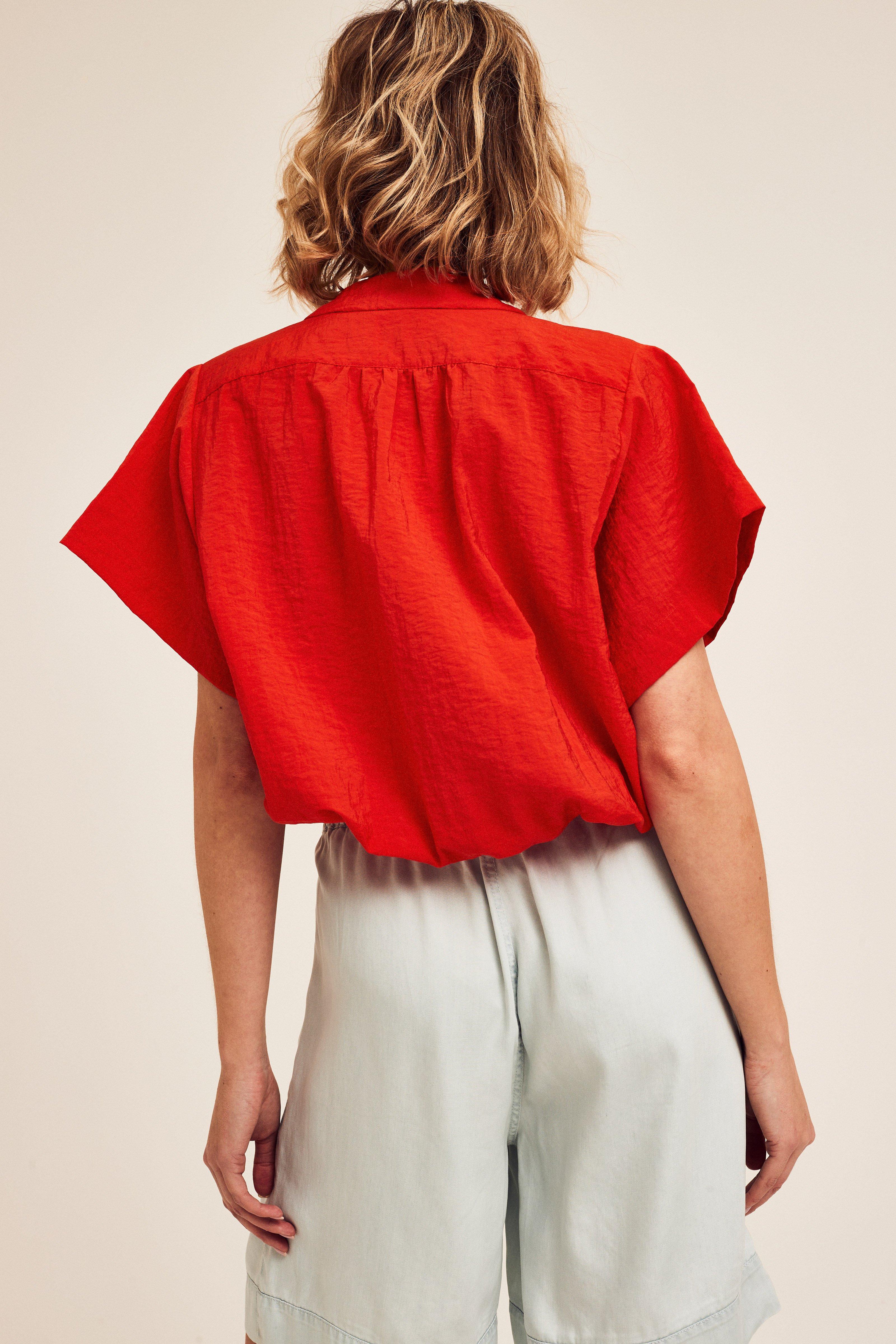 CKS Dames - LEDO - blouse korte mouwen - donkerrood