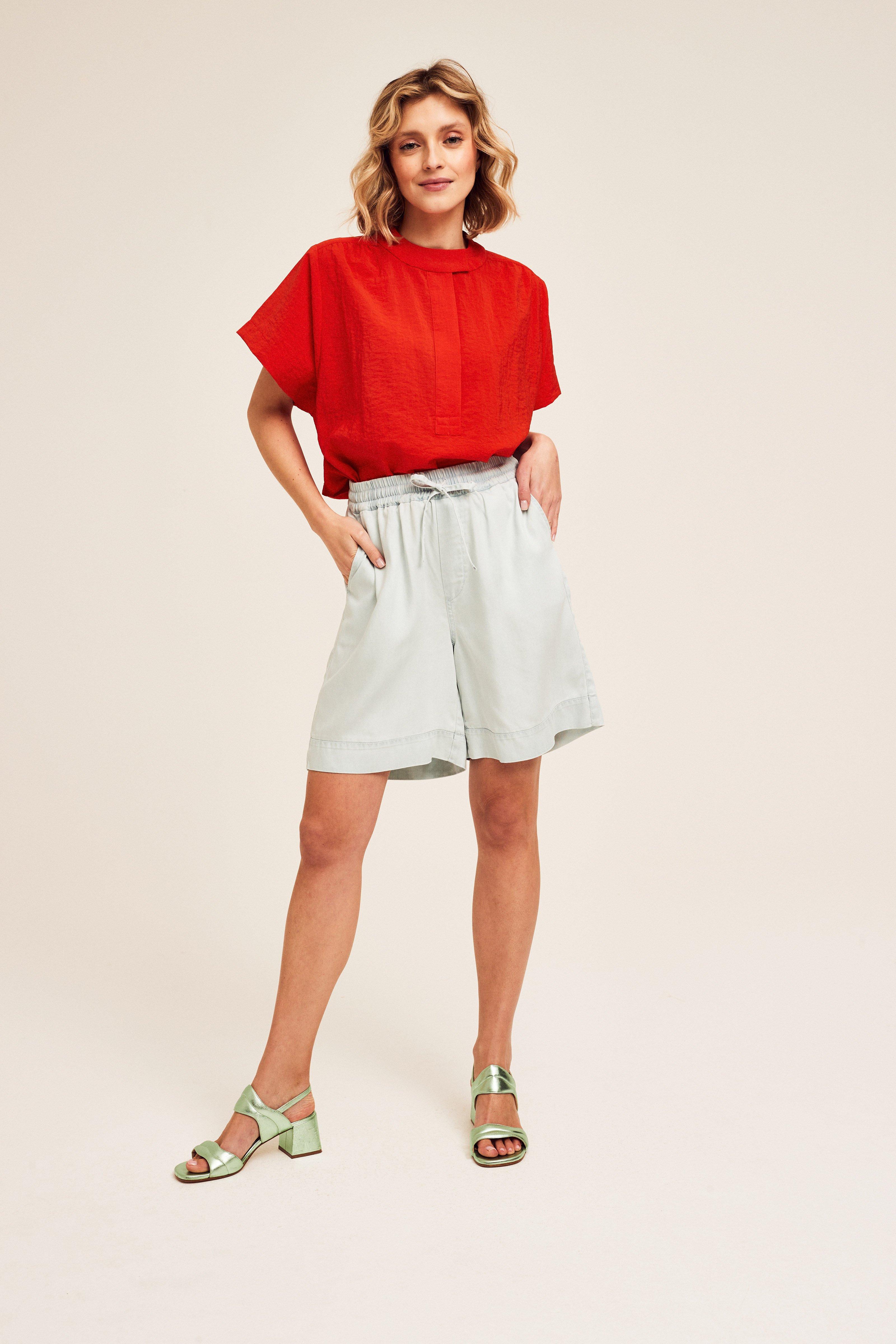 CKS Dames - LEDO - blouse korte mouwen - donkerrood