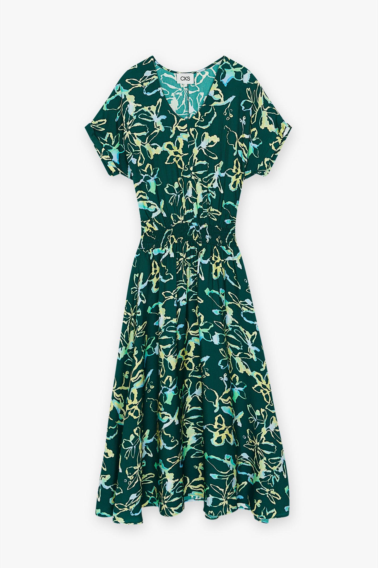 CKS Dames - LAPELINA - Midi-Kleid - Dunkelgrün