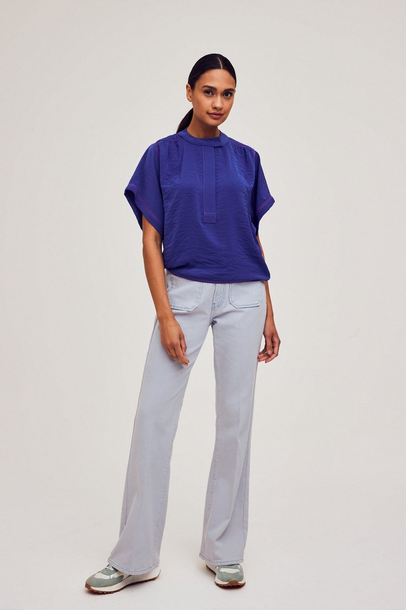 CKS Dames - LEDO - blouse korte mouwen - blauw