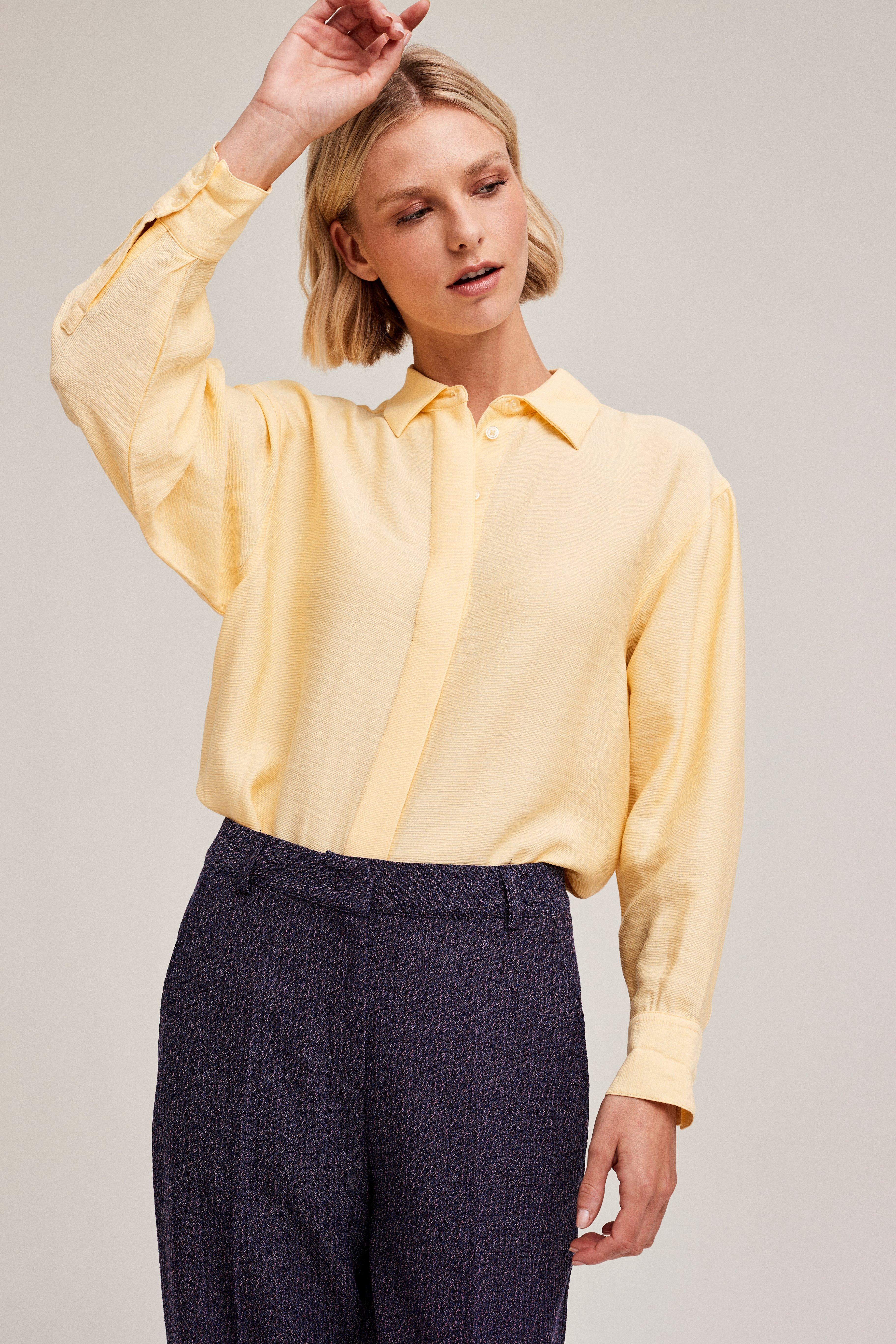 CKS Dames - RUTTEN - blouse korte mouwen - lichtgeel