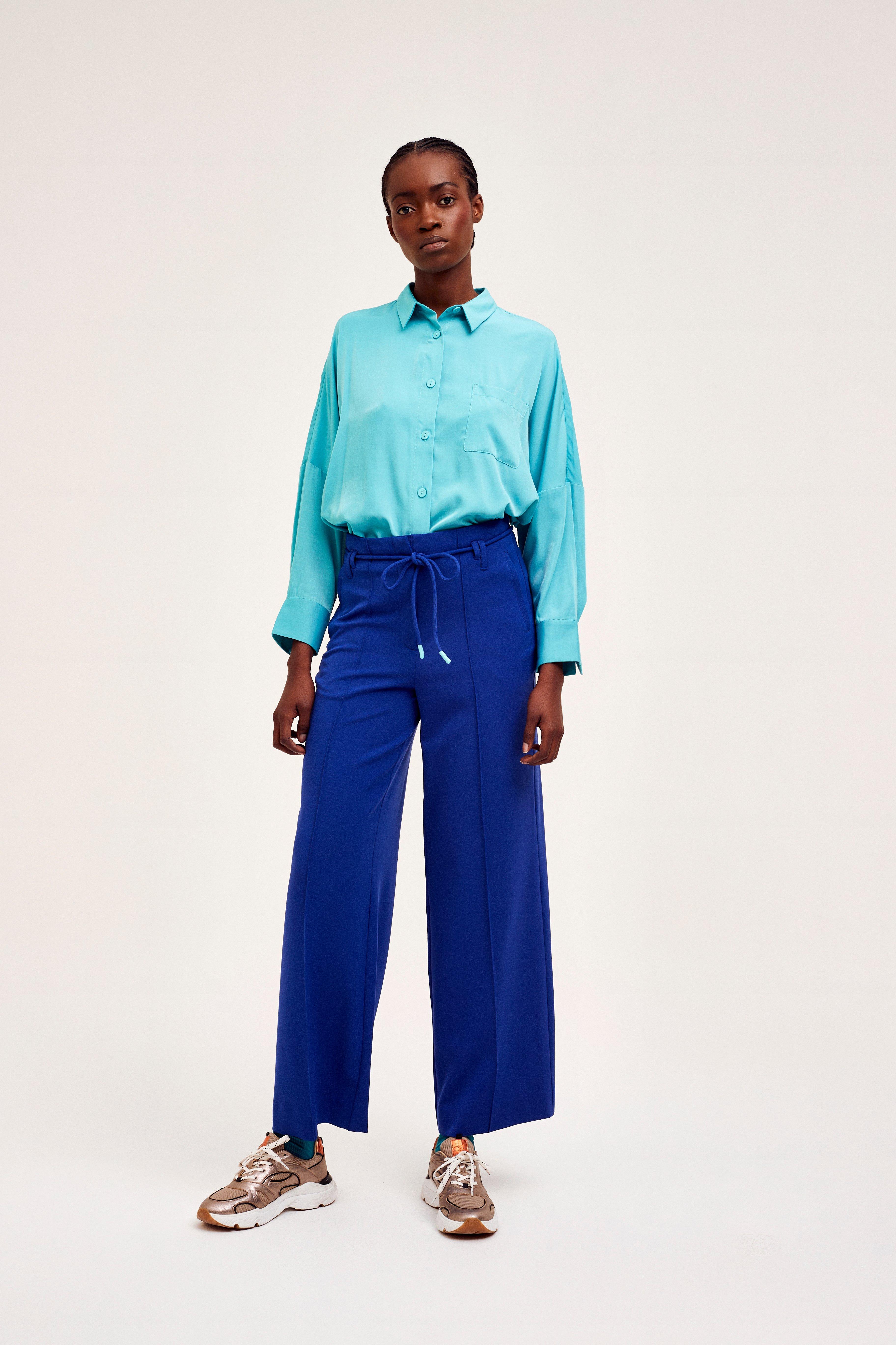 CKS Dames - WAZNA - blouse korte mouwen - intens blauw