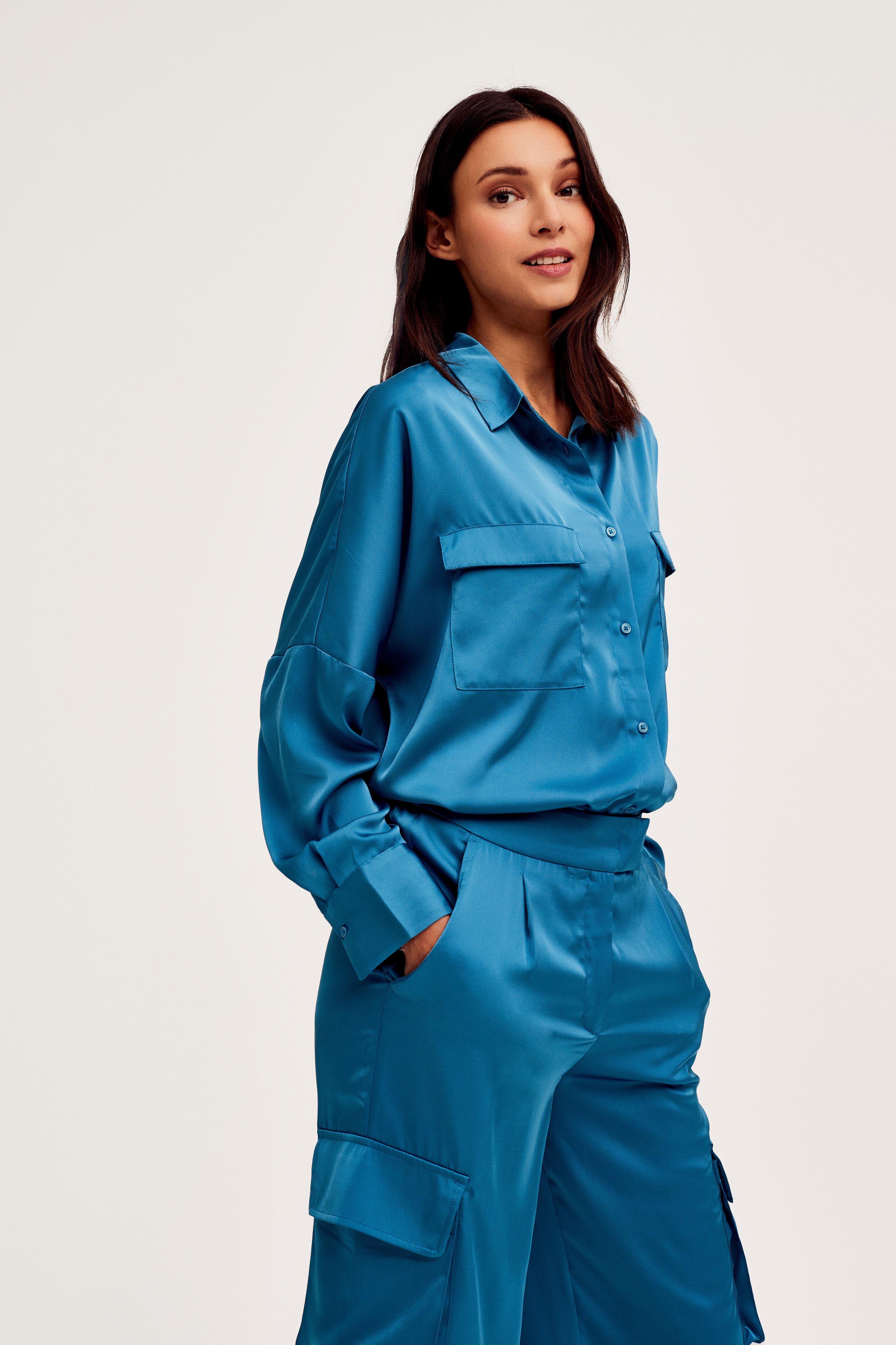 CKS Dames - SANZA - blouse korte mouwen - blauw