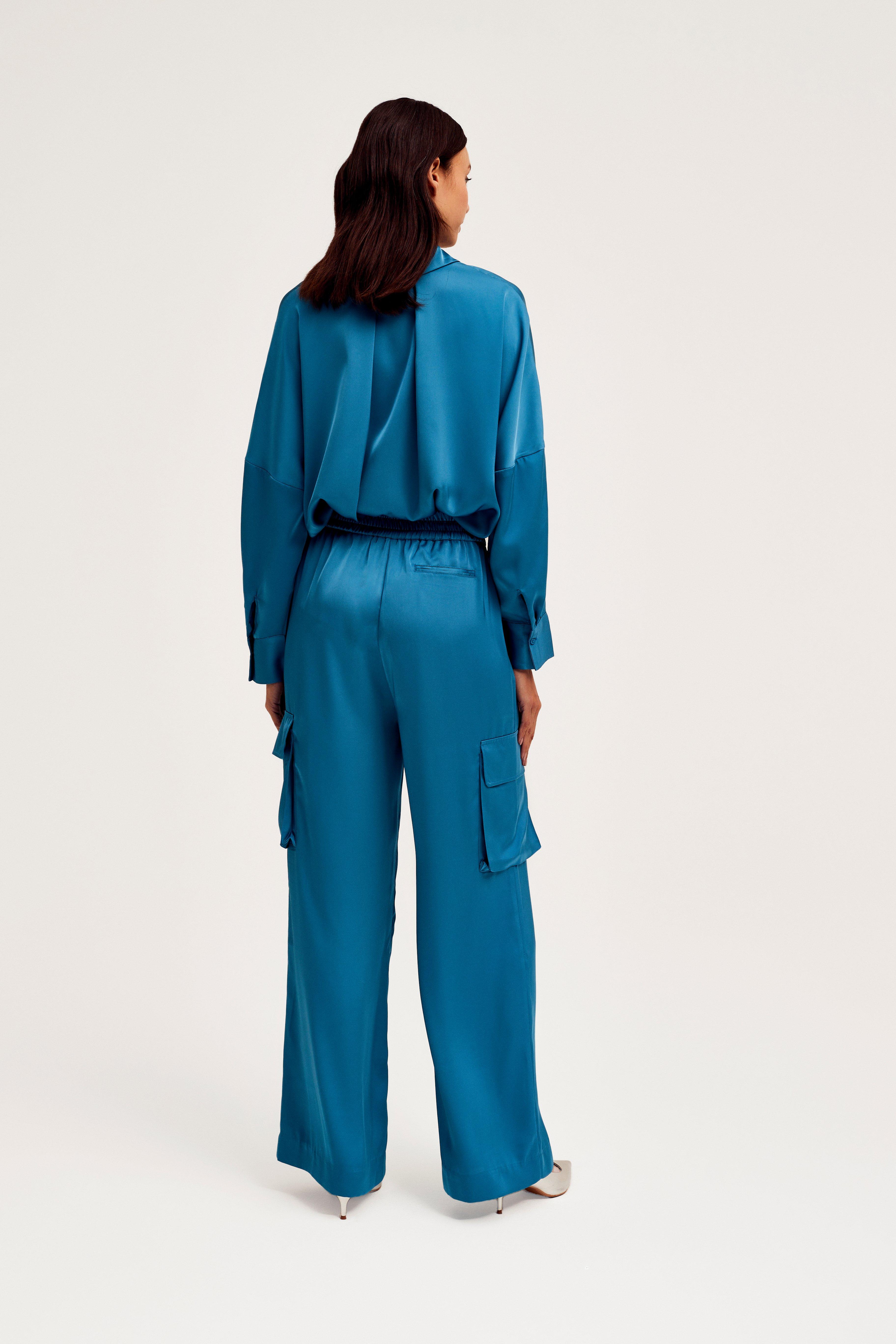 CKS Dames - SANZA - blouse korte mouwen - blauw