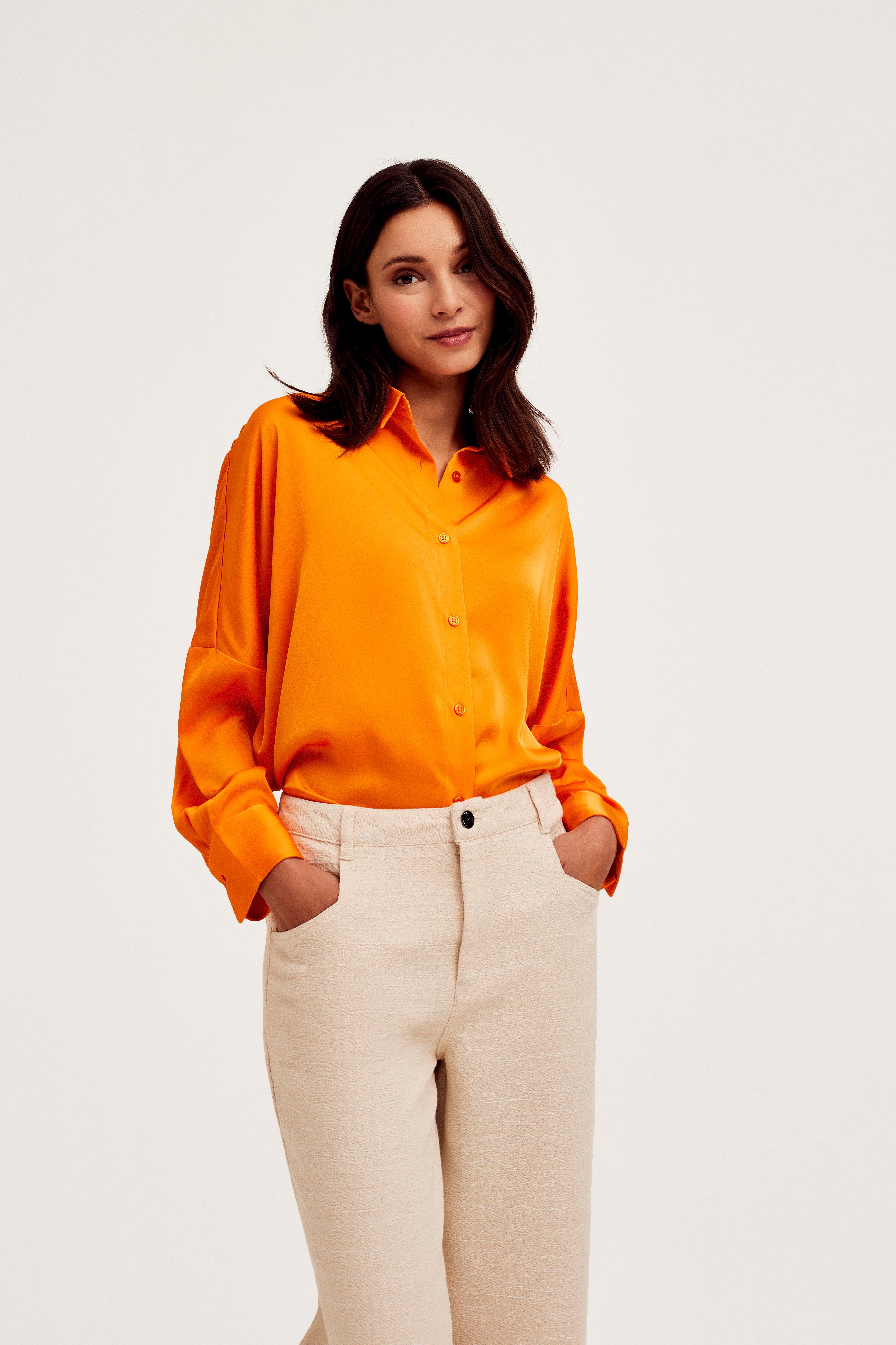 CKS Dames - WAZNA - blouse korte mouwen - intens oranje