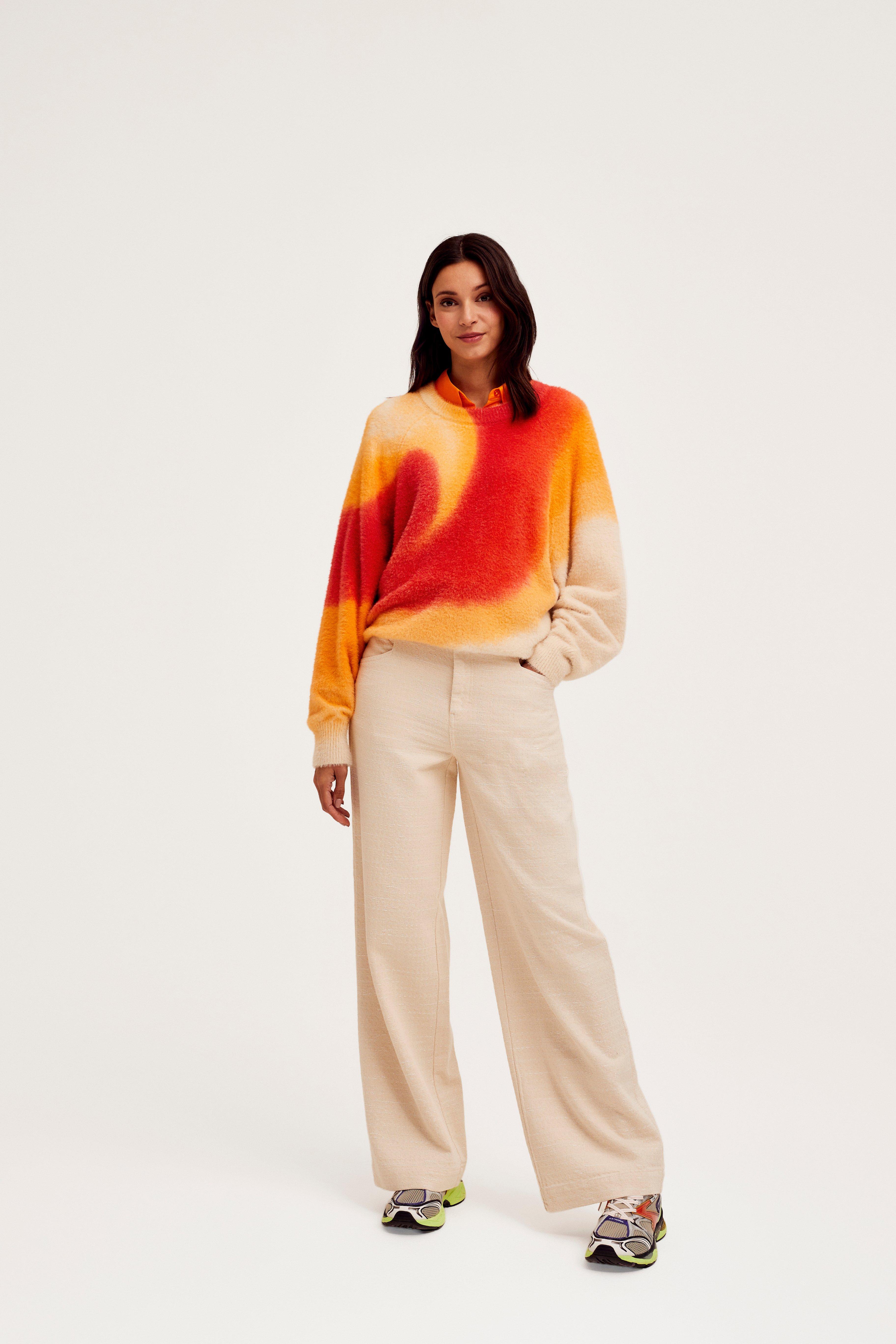 CKS Dames - PRINTER - pullover - orange vif