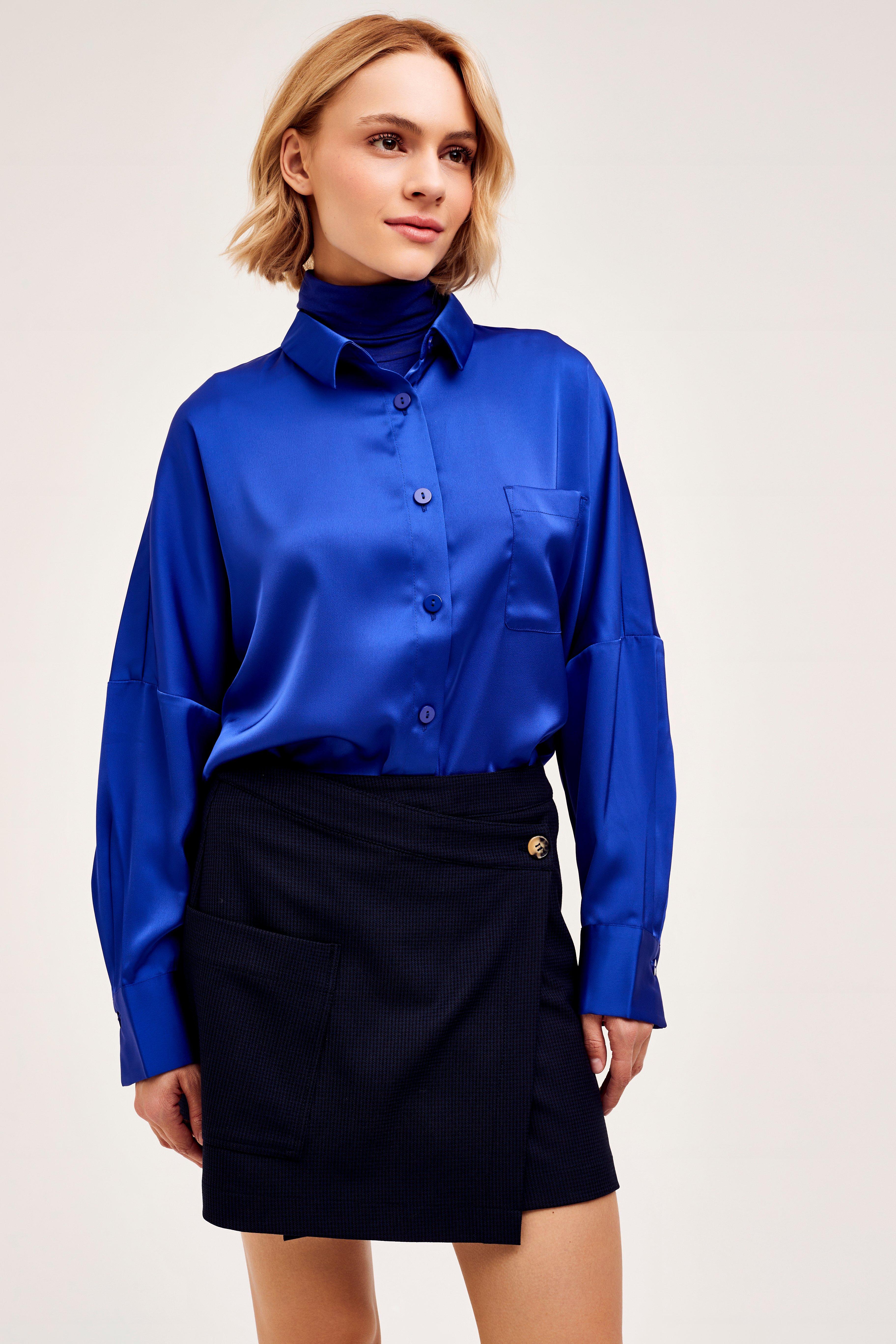 CKS Dames - WAZNA - blouse korte mouwen - blauw