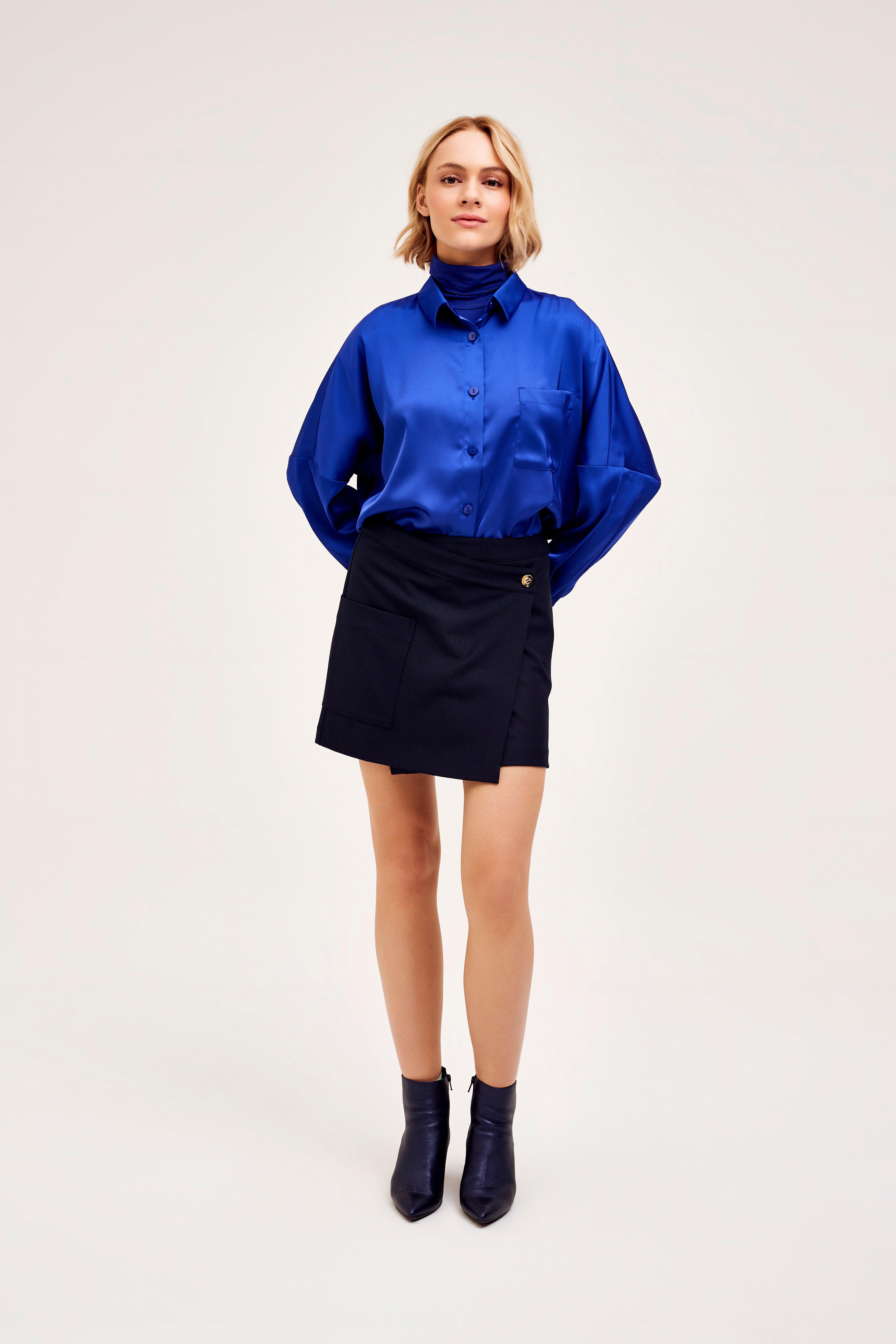 CKS Dames - WAZNA - Bluse Kurze Ärmel - Blau