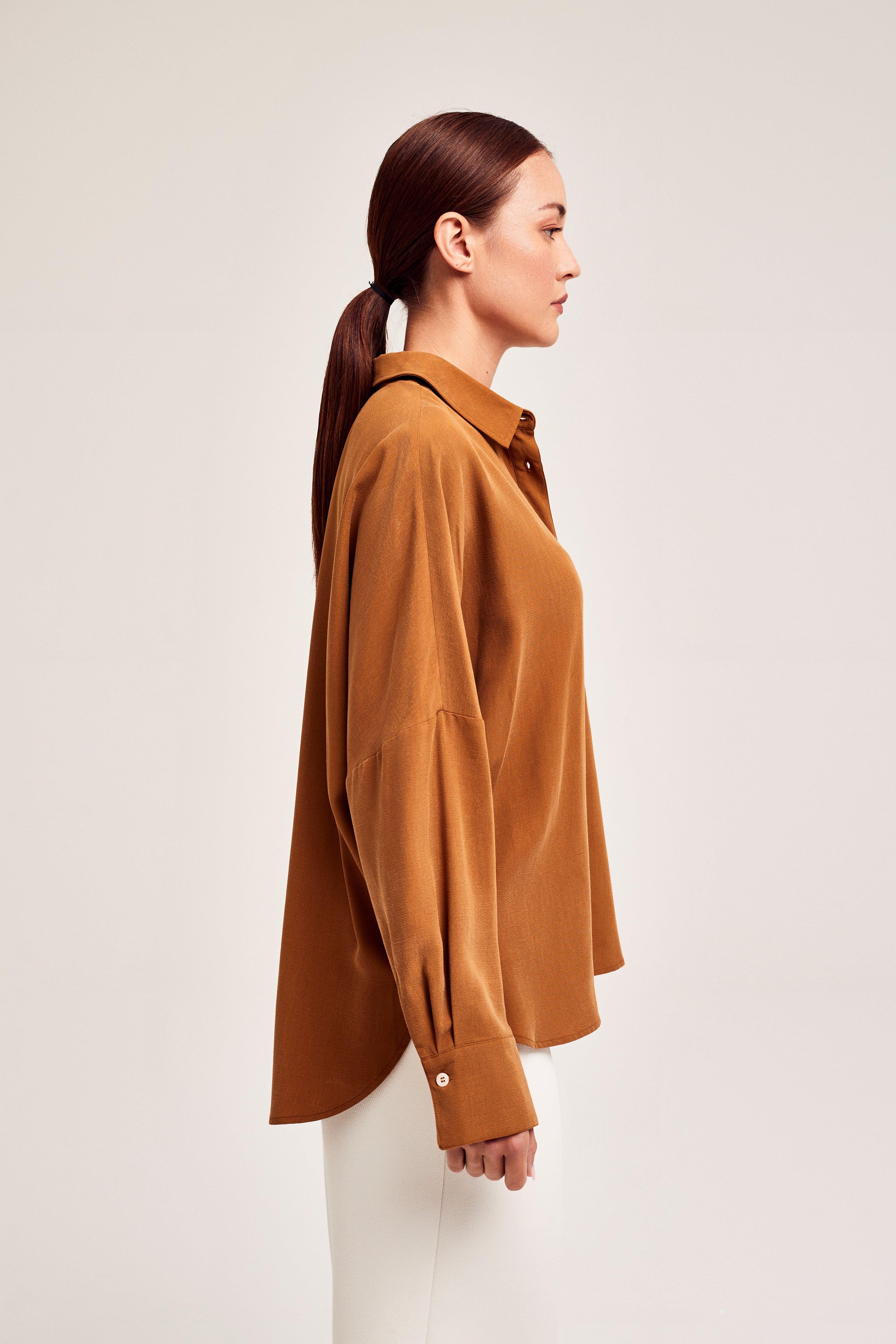 CKS Dames - WAZNA - blouse lange mouwen - lichtbruin