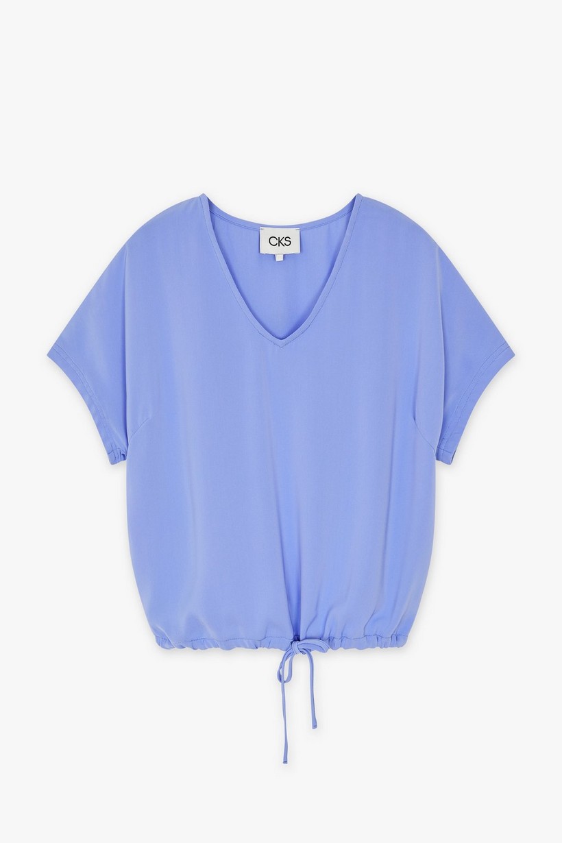 CKS Dames - EBINAS - blouse korte mouwen - blauw