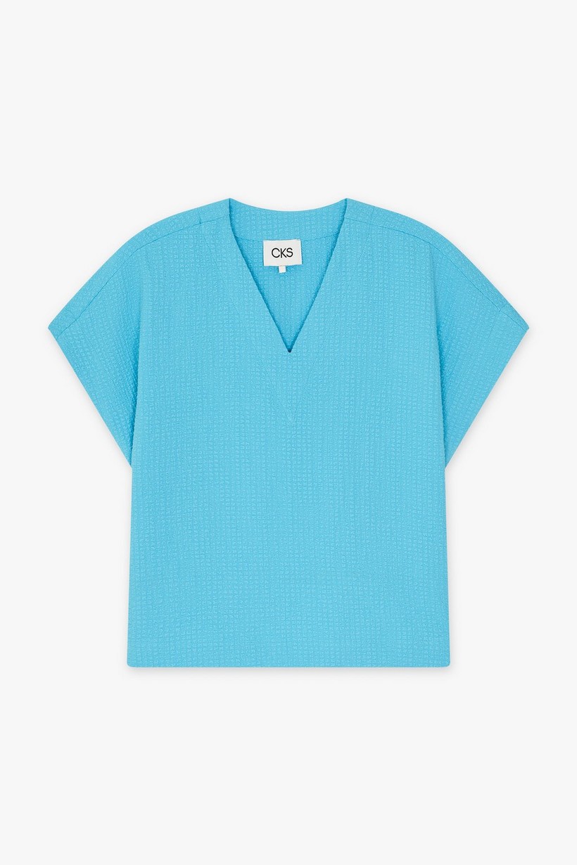 CKS Dames - SABA - blouse korte mouwen - blauw