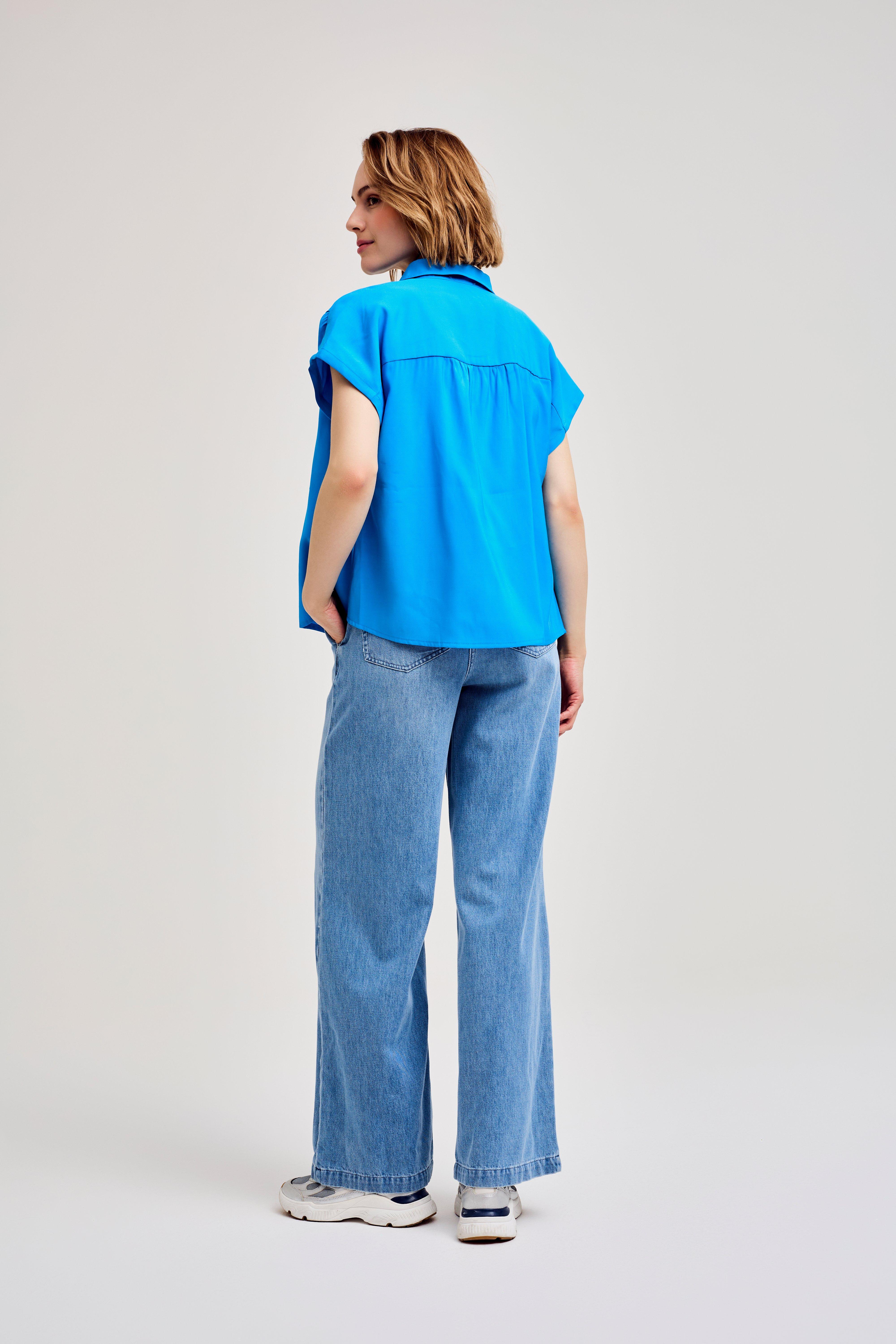 CKS Dames - ECHO - blouse mouwloos - felblauw