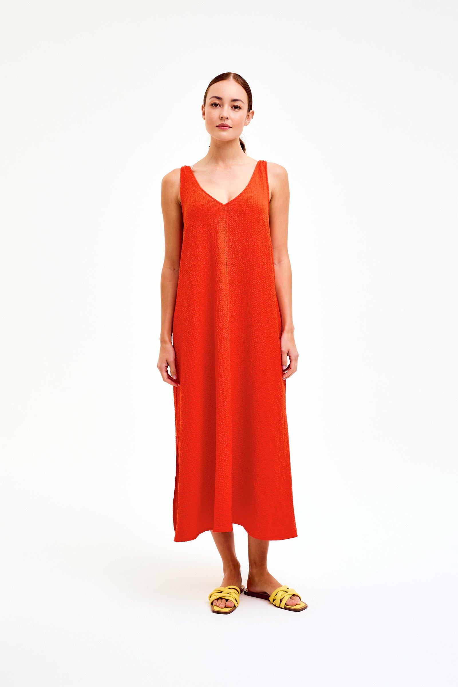 CKS Dames - NESPIAM - Langes Kleid - Hellorange