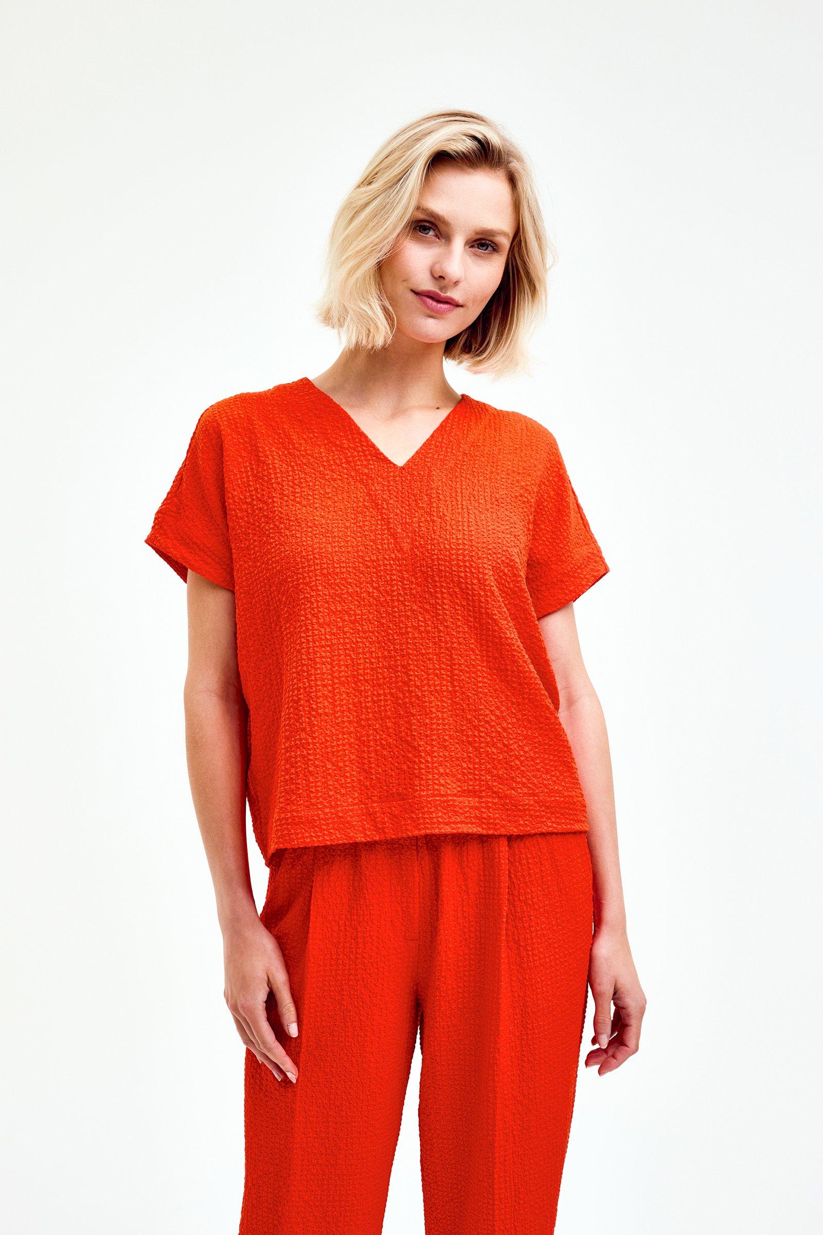 CKS Dames - SABA - blouse korte mouwen - intens oranje
