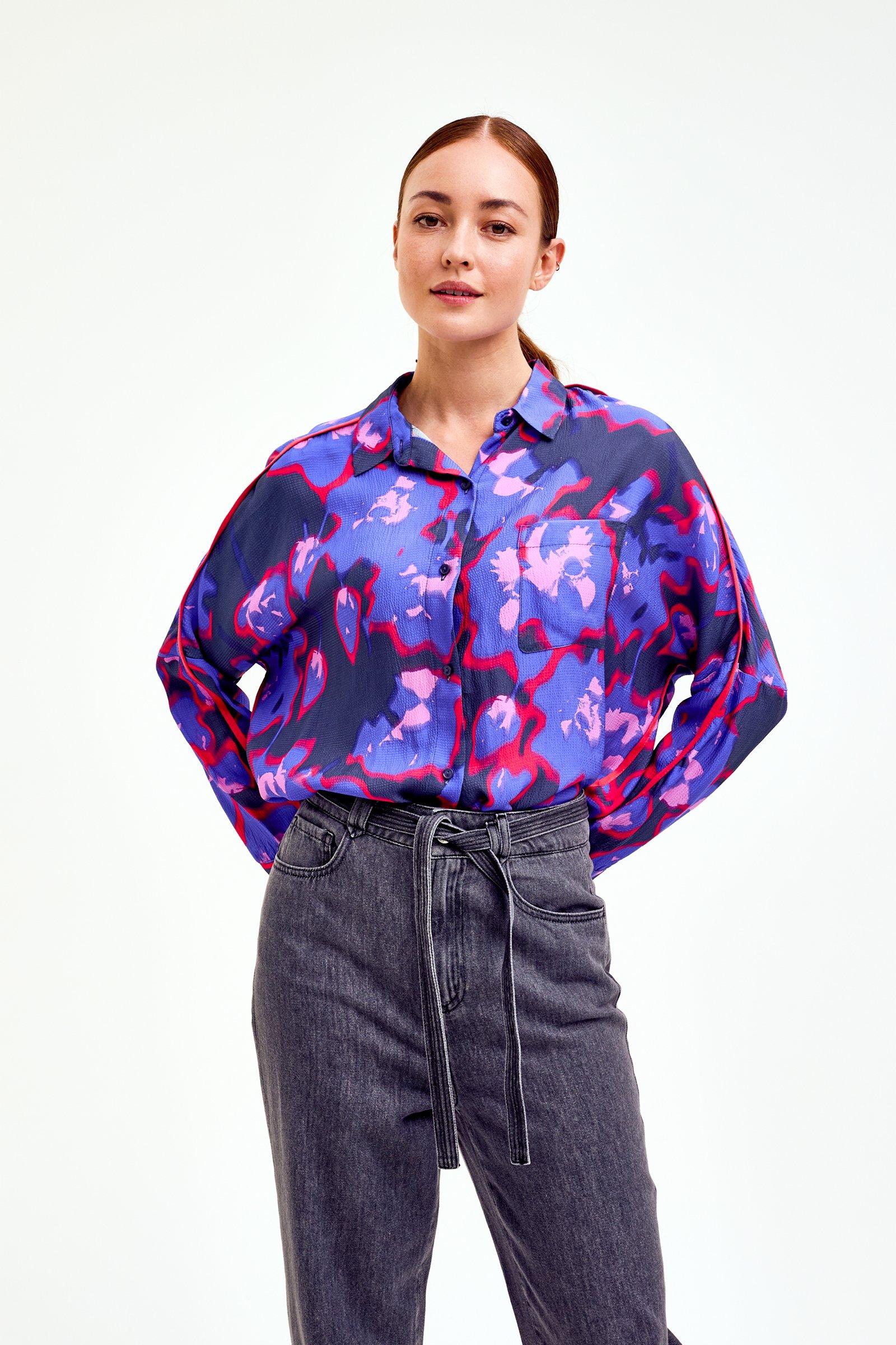 CKS Dames - BLOSSOM - Bluse Kurze Ärmel - Dunkelgrau