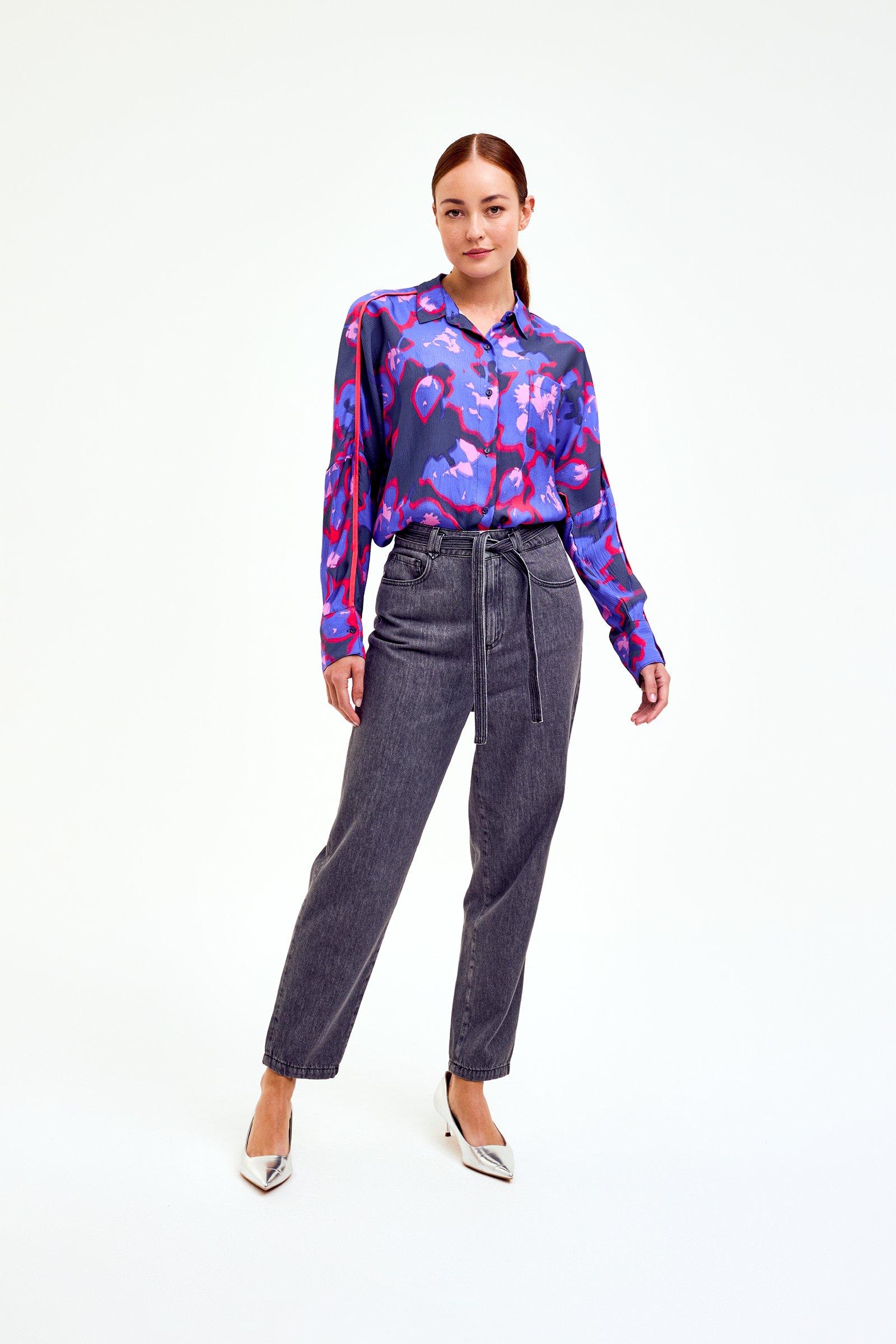 CKS Dames - BLOSSOM - Bluse Kurze Ärmel - Dunkelgrau