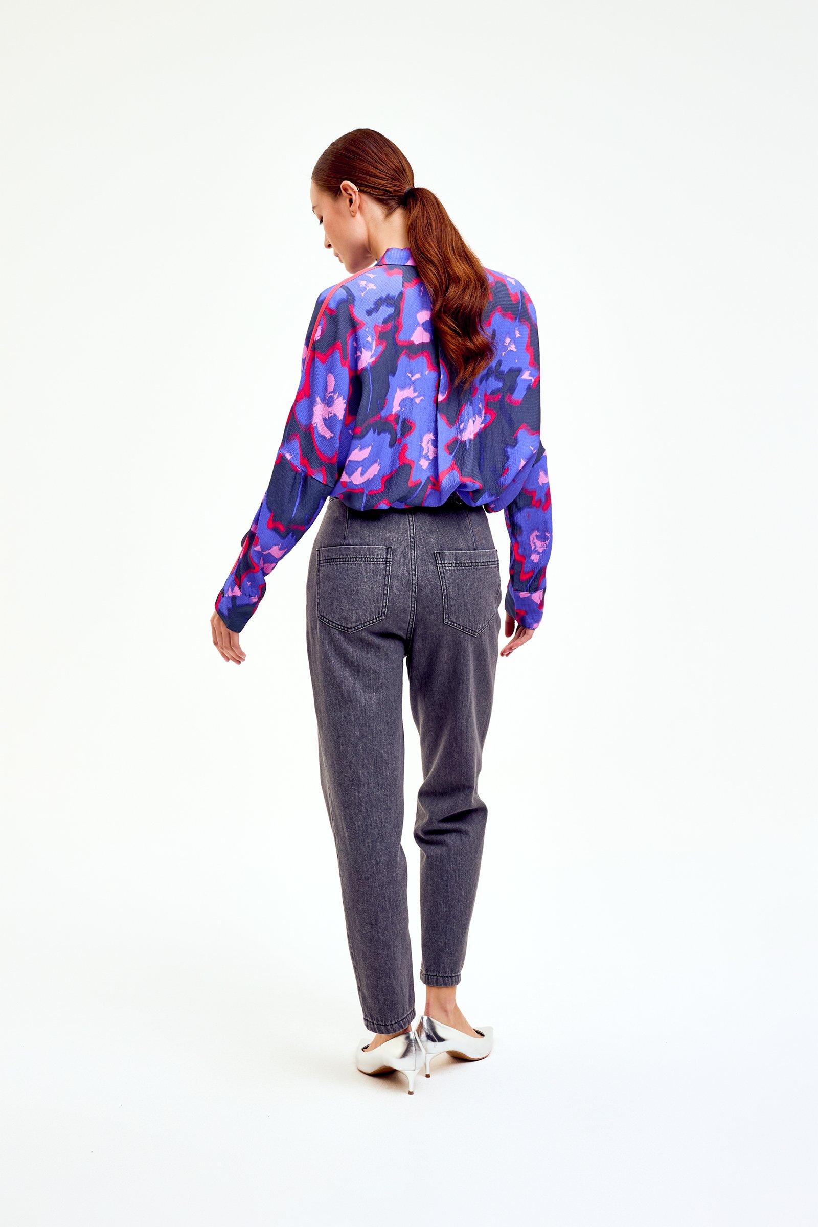 CKS Dames - BLOSSOM - Bluse Kurze Ärmel - Dunkelgrau