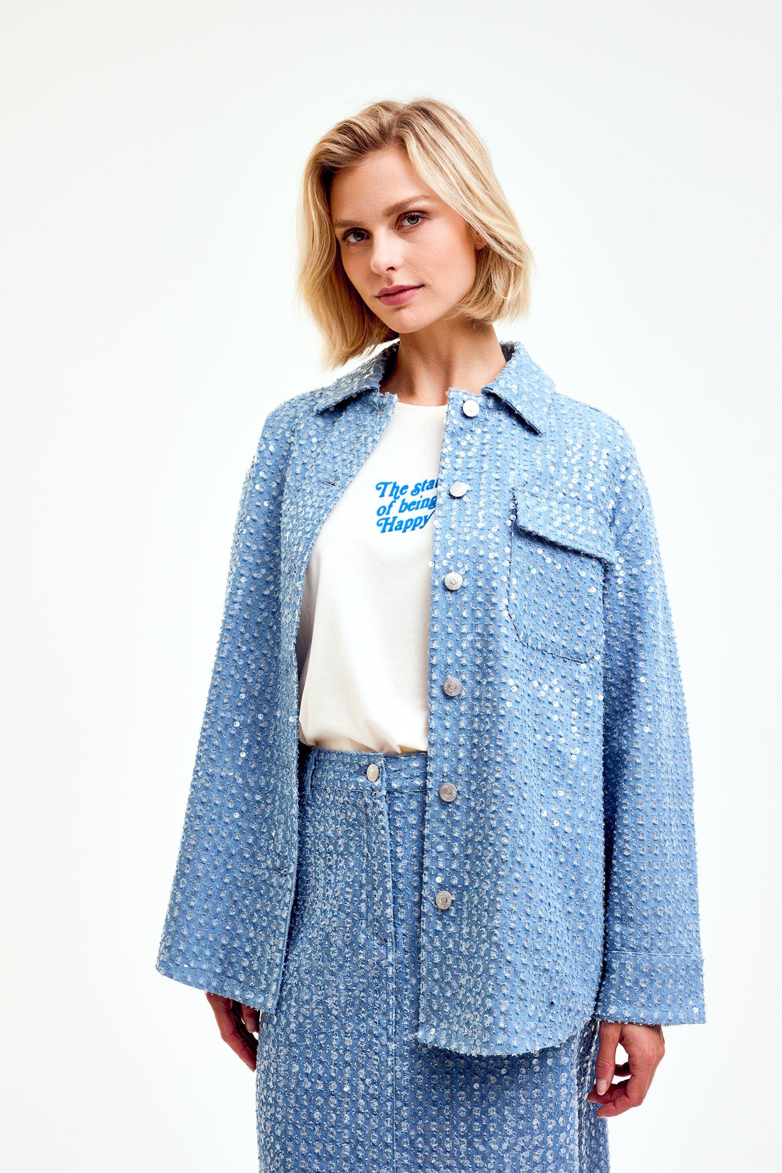 CKS Dames - COSMA - veste fantaisie - bleu clair